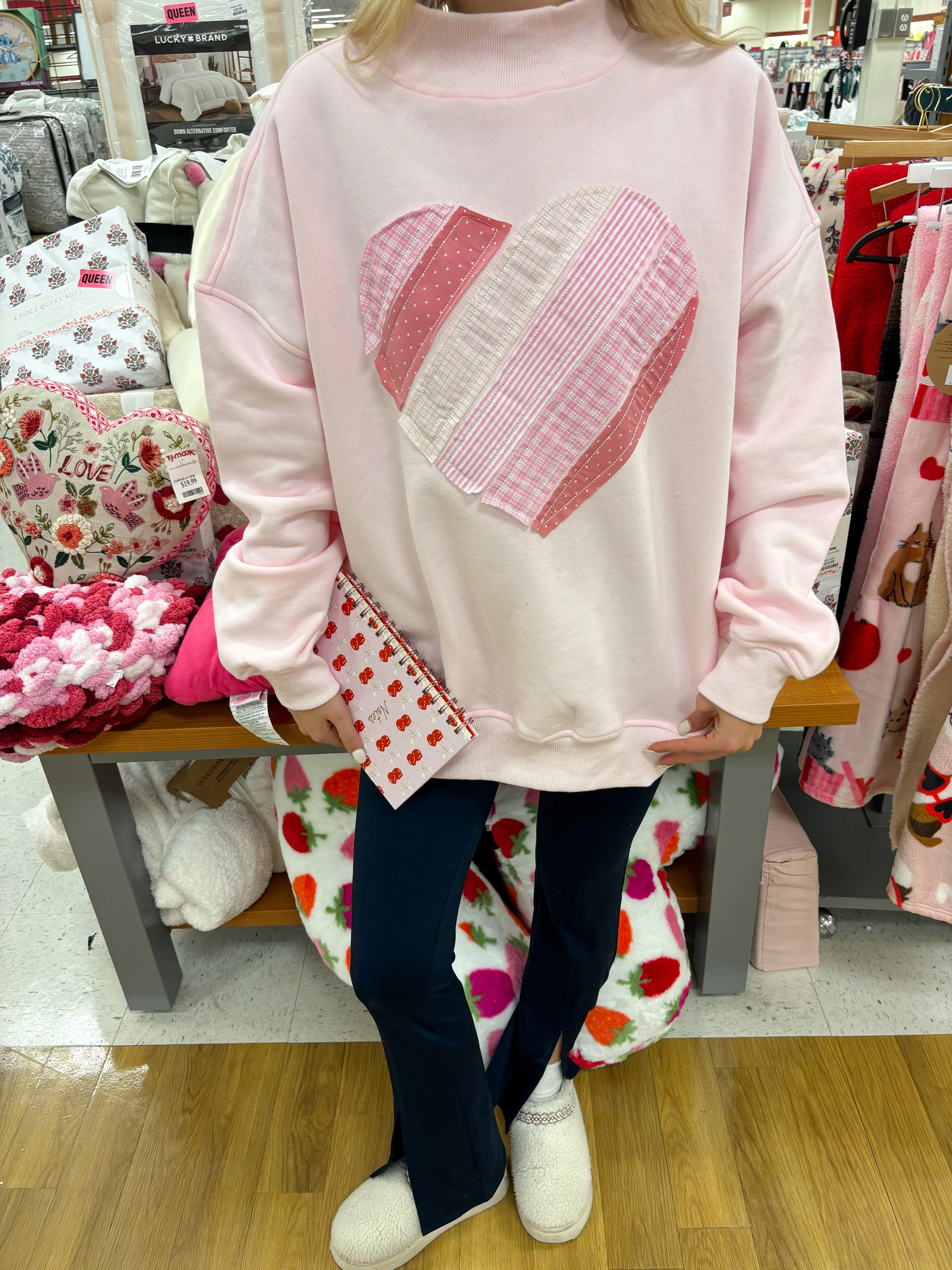 Light Pink Heart Mockneck Sweatshirt - Image 7