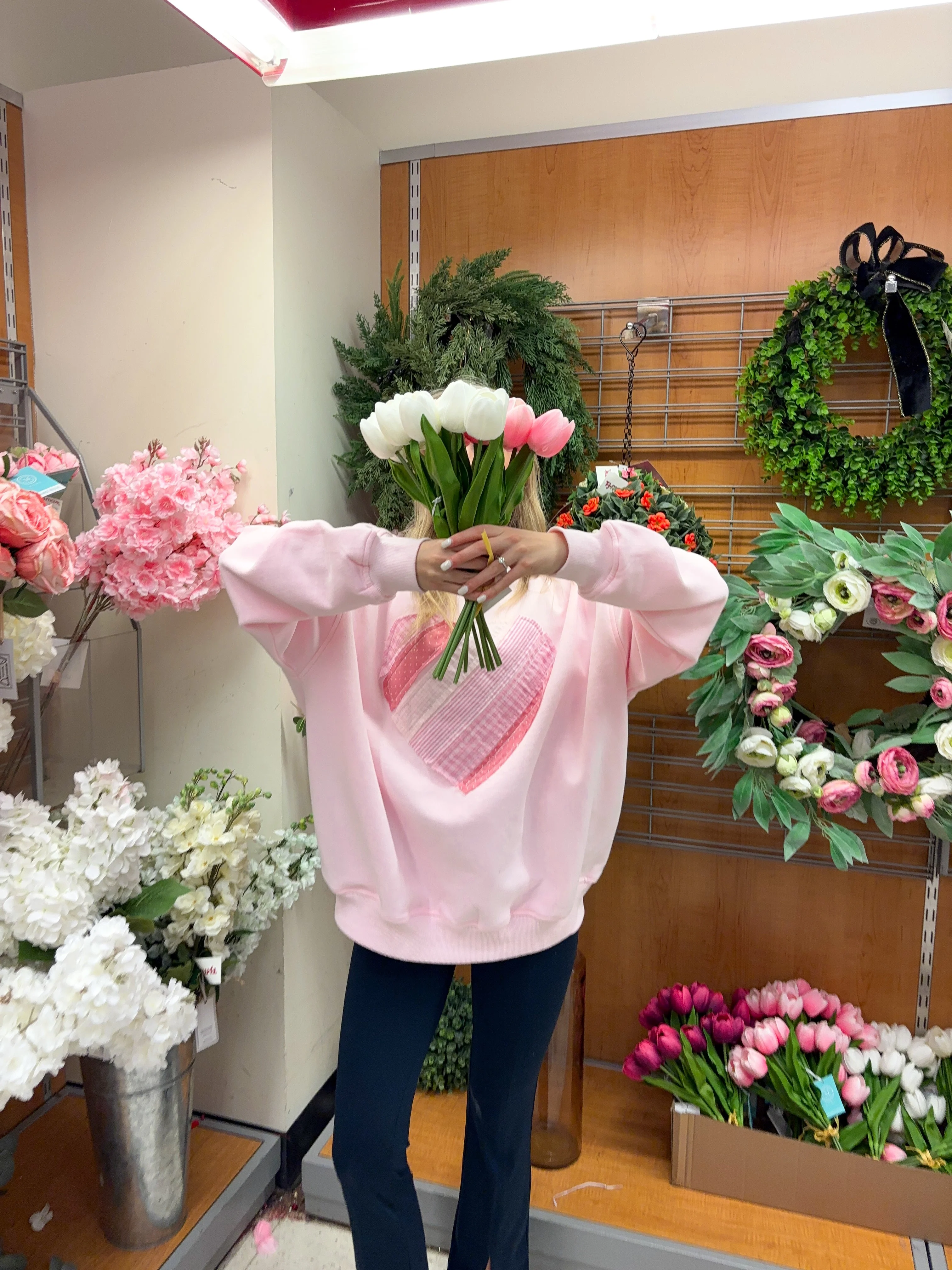 Light Pink Heart Mockneck Sweatshirt - Image 8