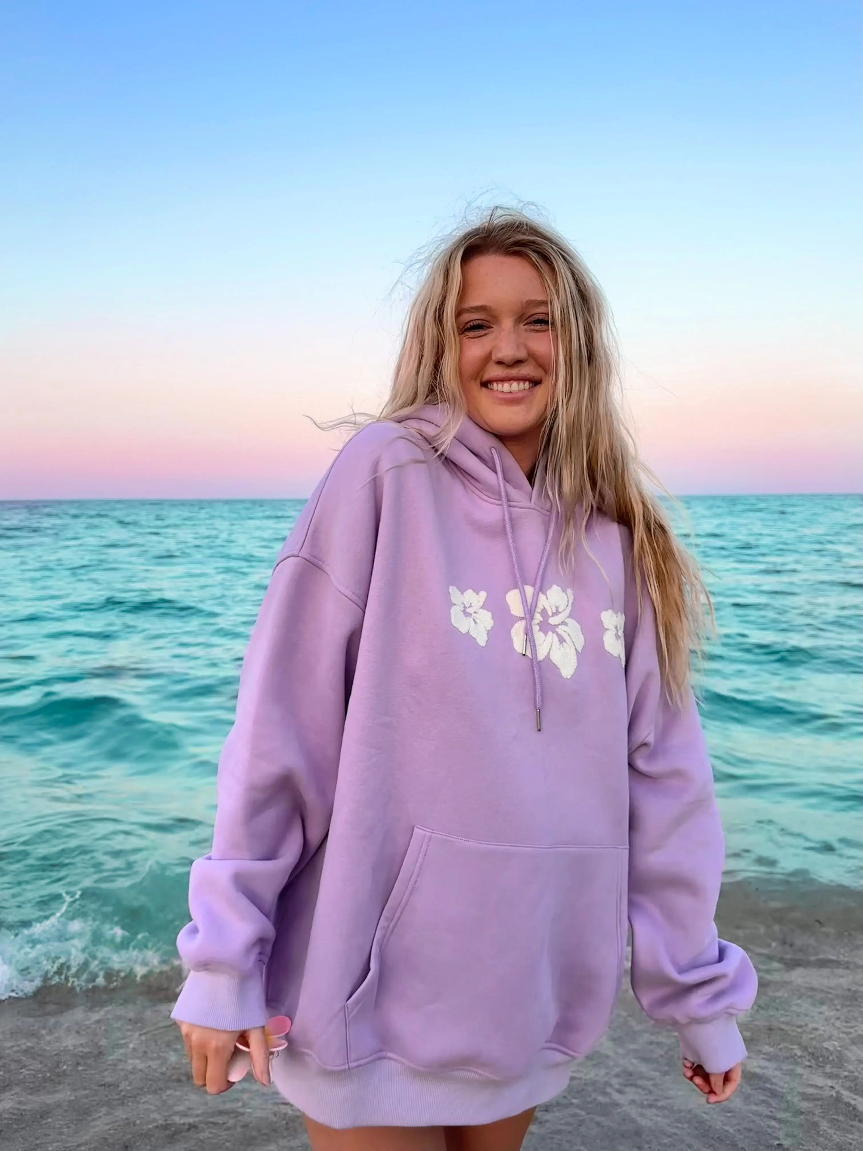 Hibiscus Flower Towel Embroider Hoodie - Image 3