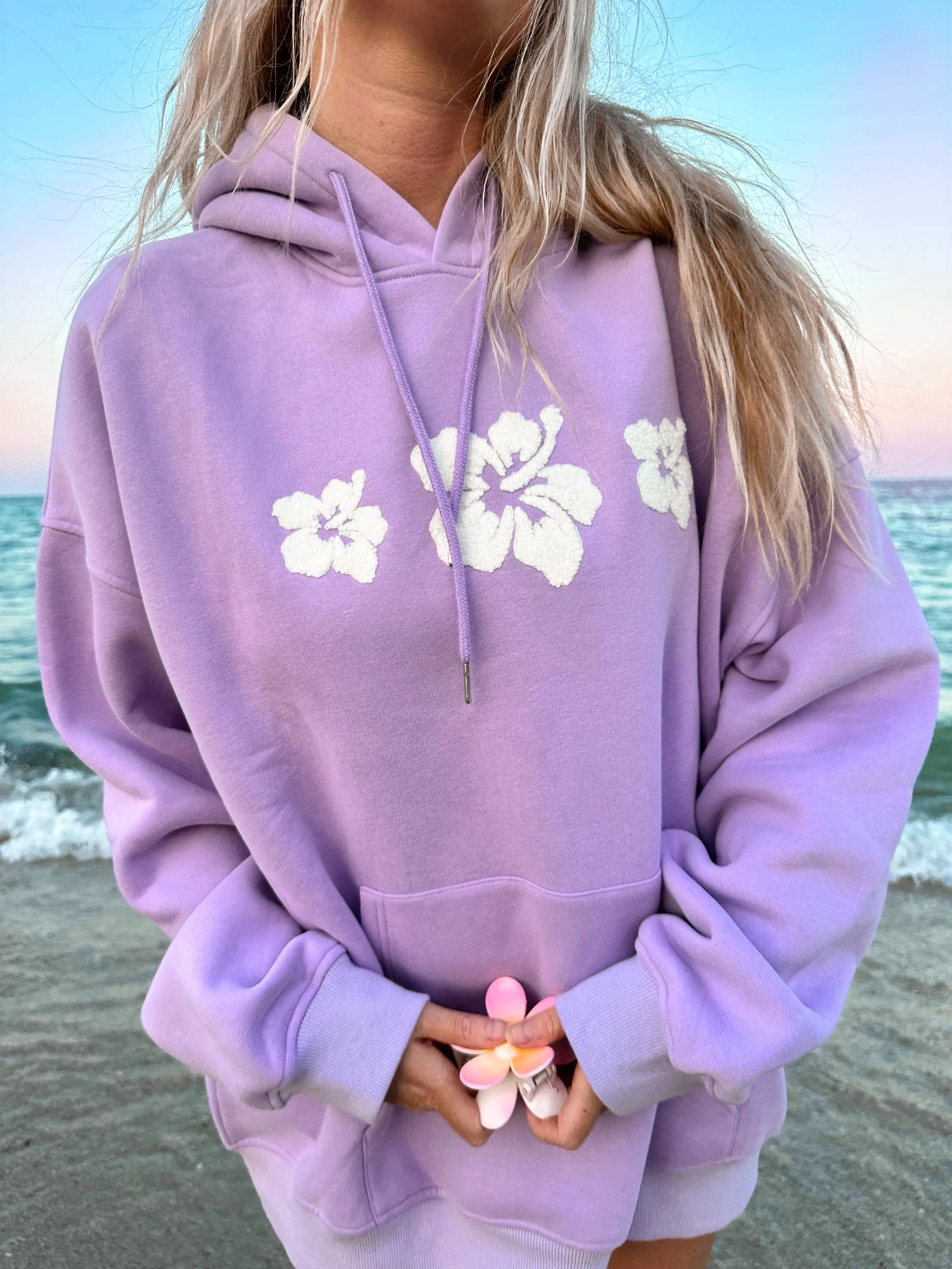 Hibiscus Flower Towel Embroider Hoodie - Image 4