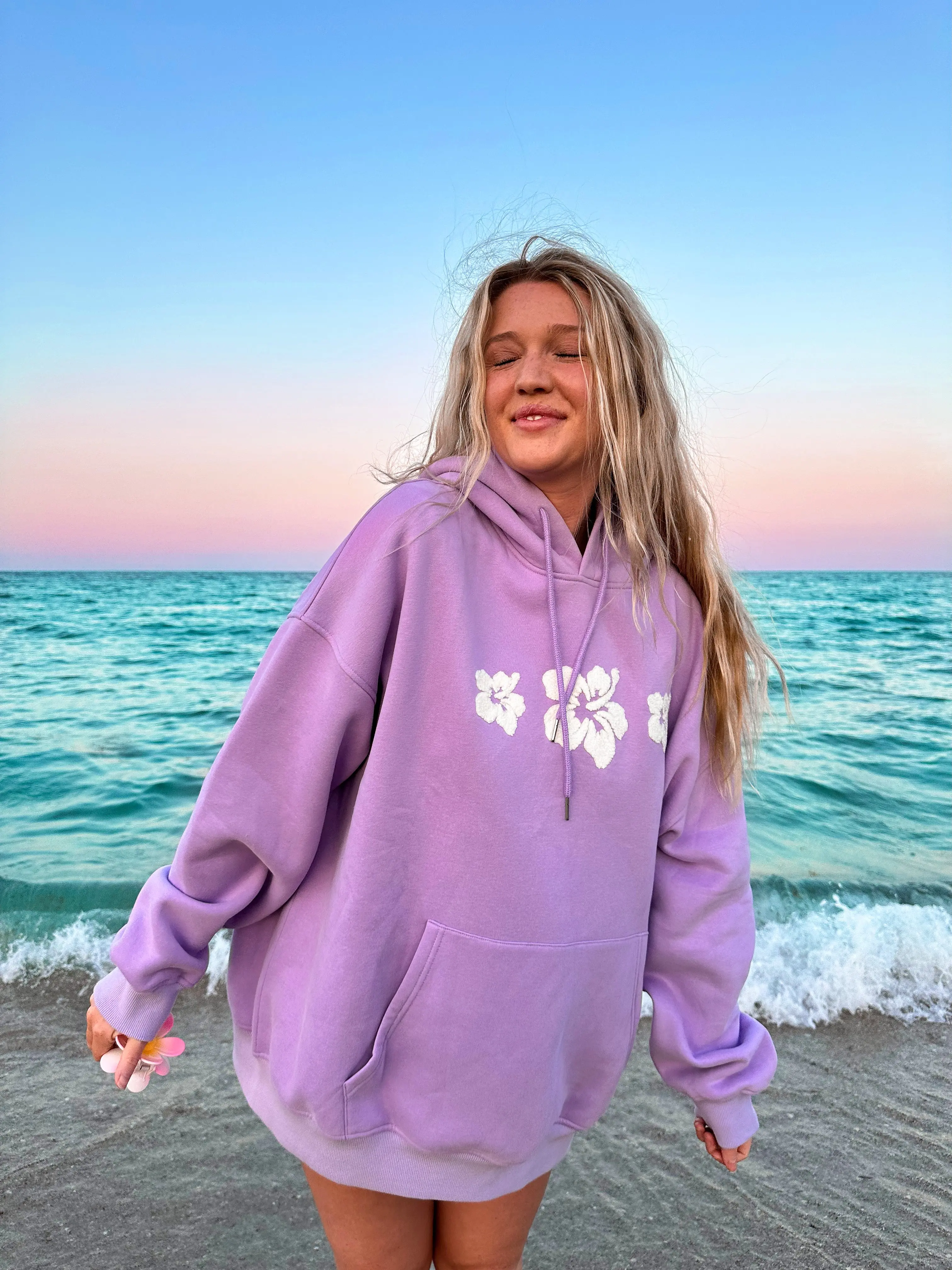Hibiscus Flower Towel Embroider Hoodie - Image 5