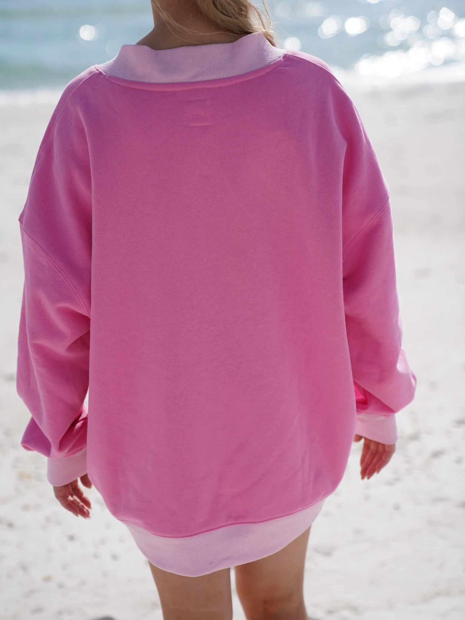 Blank Pink And Light Pink V-Neck Sweatshirt - Image 2