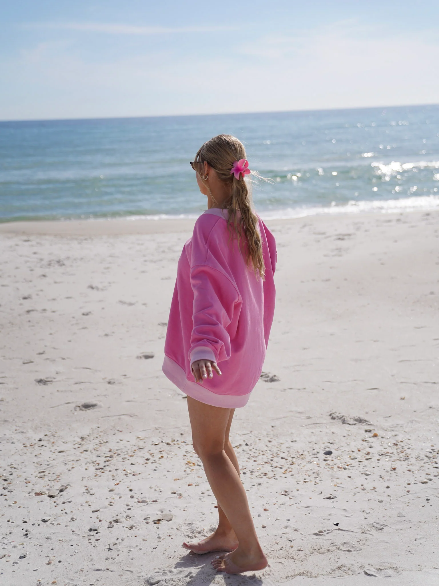 Blank Pink And Light Pink V-Neck Sweatshirt - Image 5