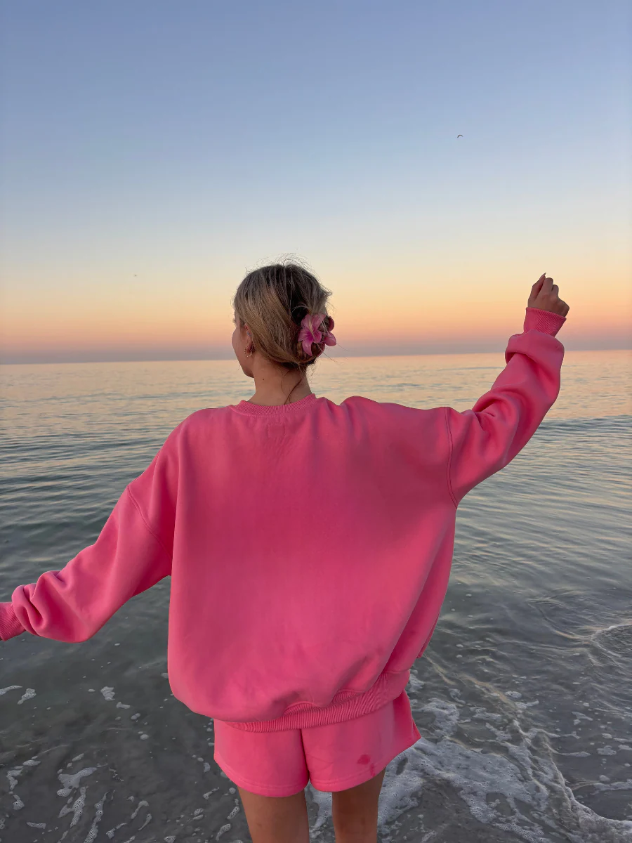 Hibiscus Pink Basic Blank Sweatshirt - Image 3