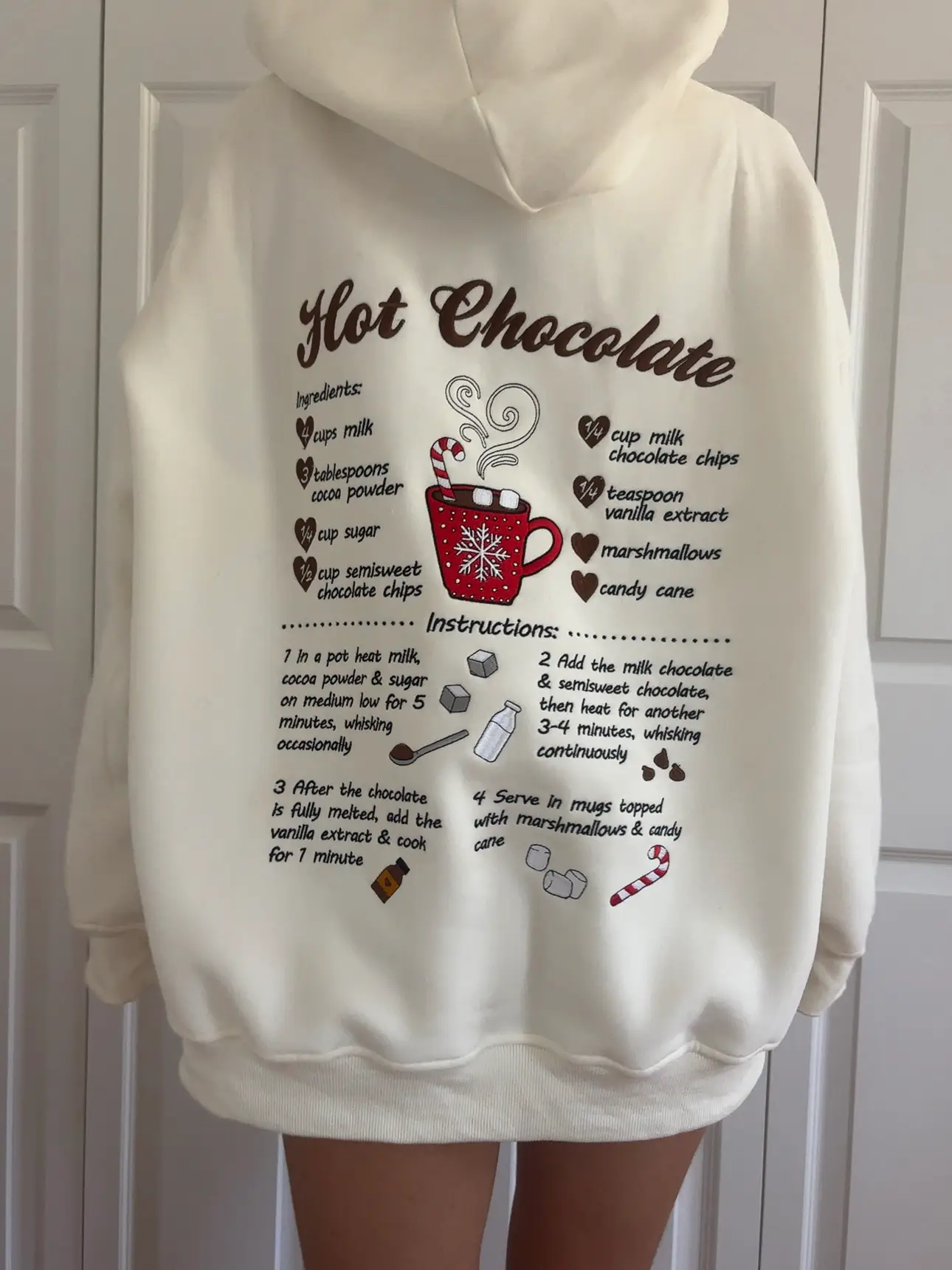 Hot Chocolate Recipe Christmas Embroider Hoodie - Image 5