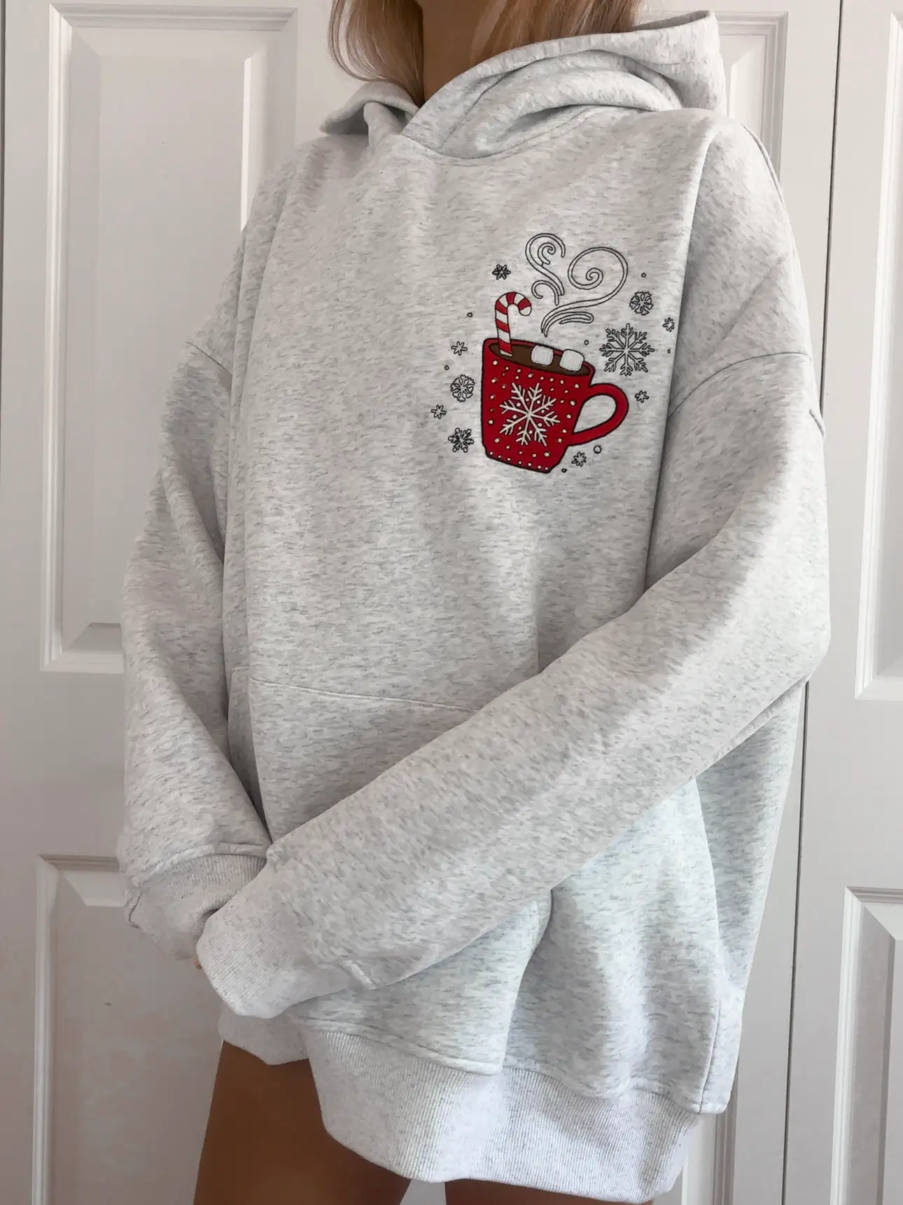 Hot Chocolate Recipe Christmas Embroider Hoodie - Image 3