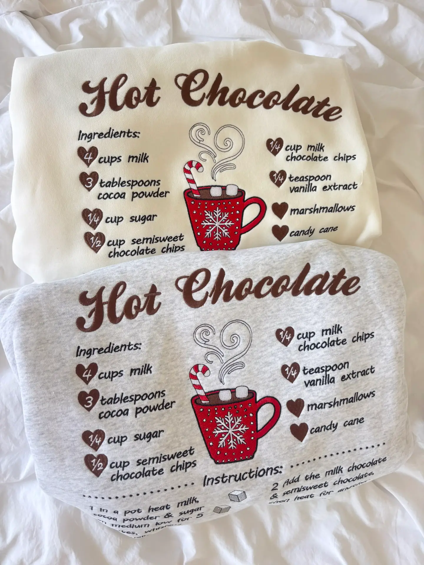 Hot Chocolate Recipe Christmas Embroider Hoodie - Image 5