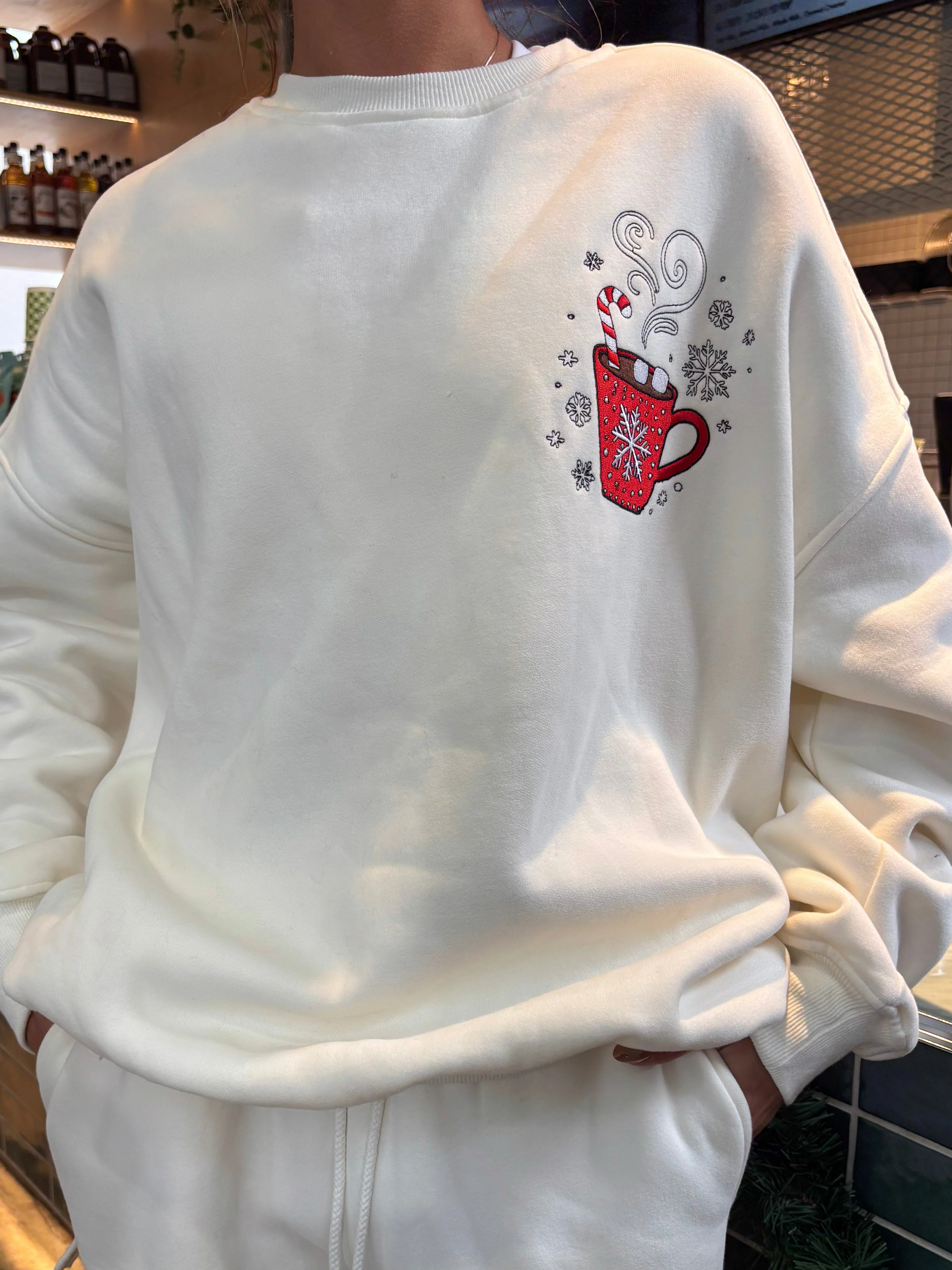 Hot Chocolate Recipe Christmas Embroider Sweatshirt - Image 14