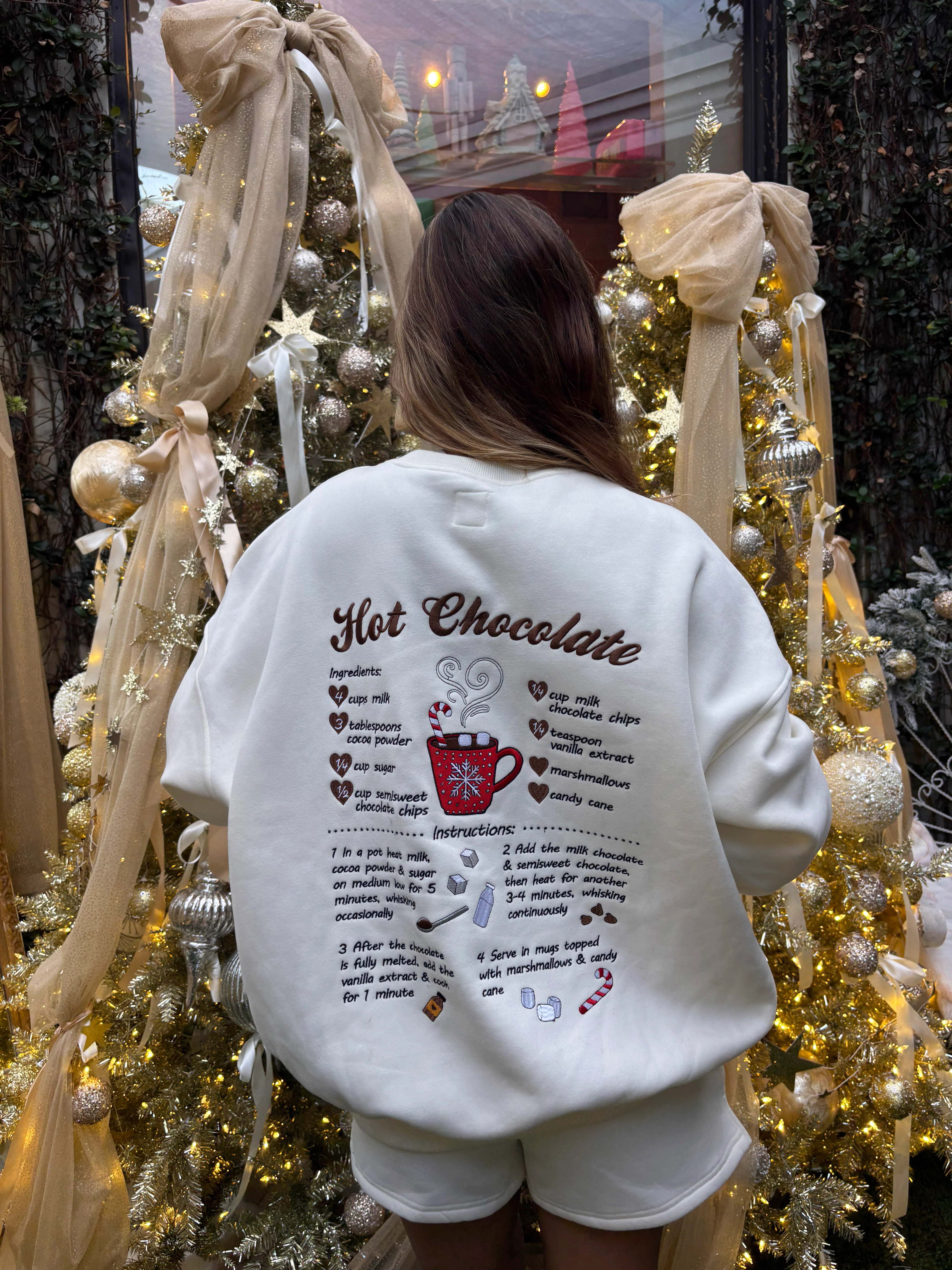 Hot Chocolate Recipe Christmas Embroider Sweatshirt - Image 15