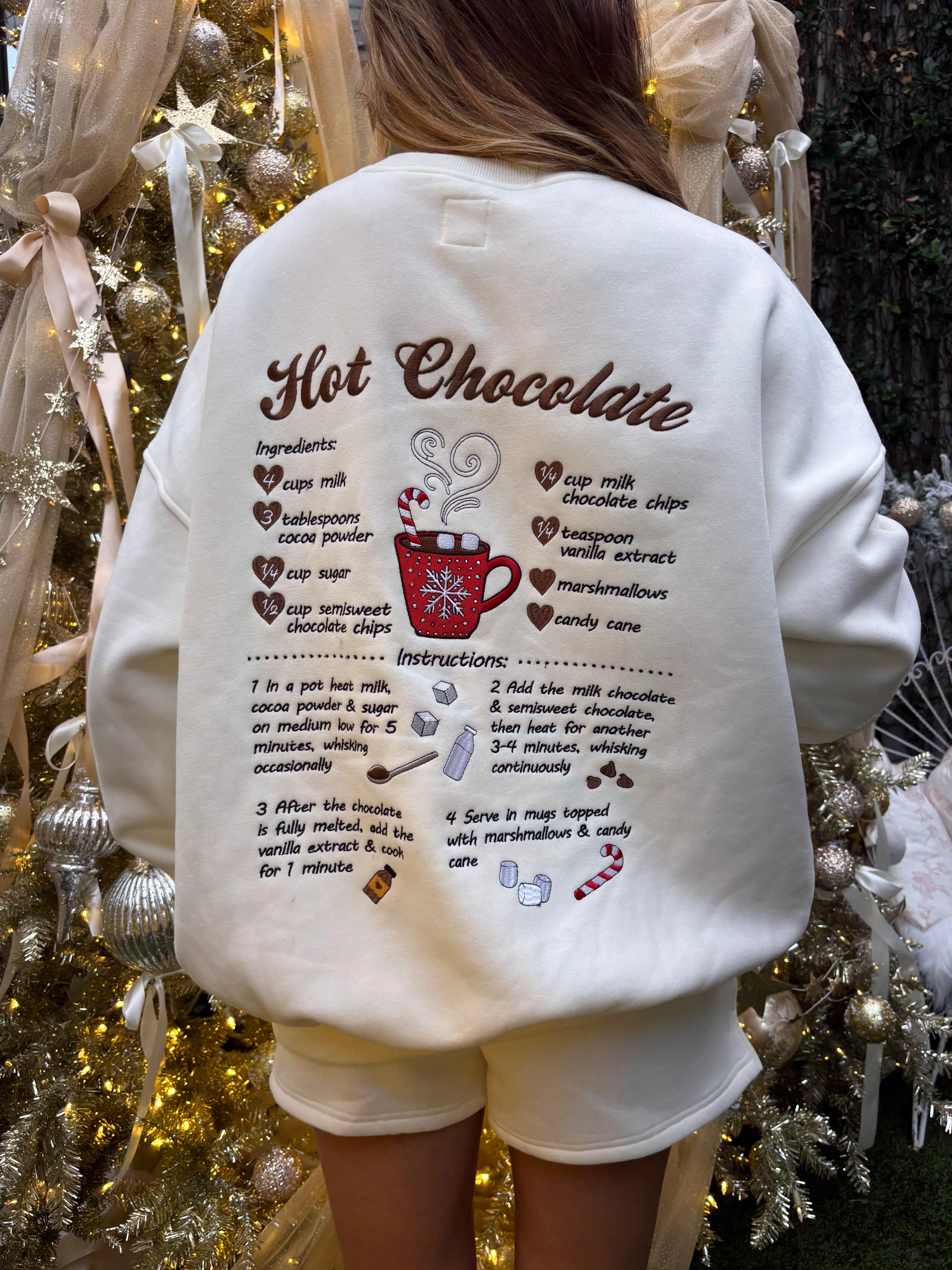 Hot Chocolate Recipe Christmas Embroider Sweatshirt - Image 17