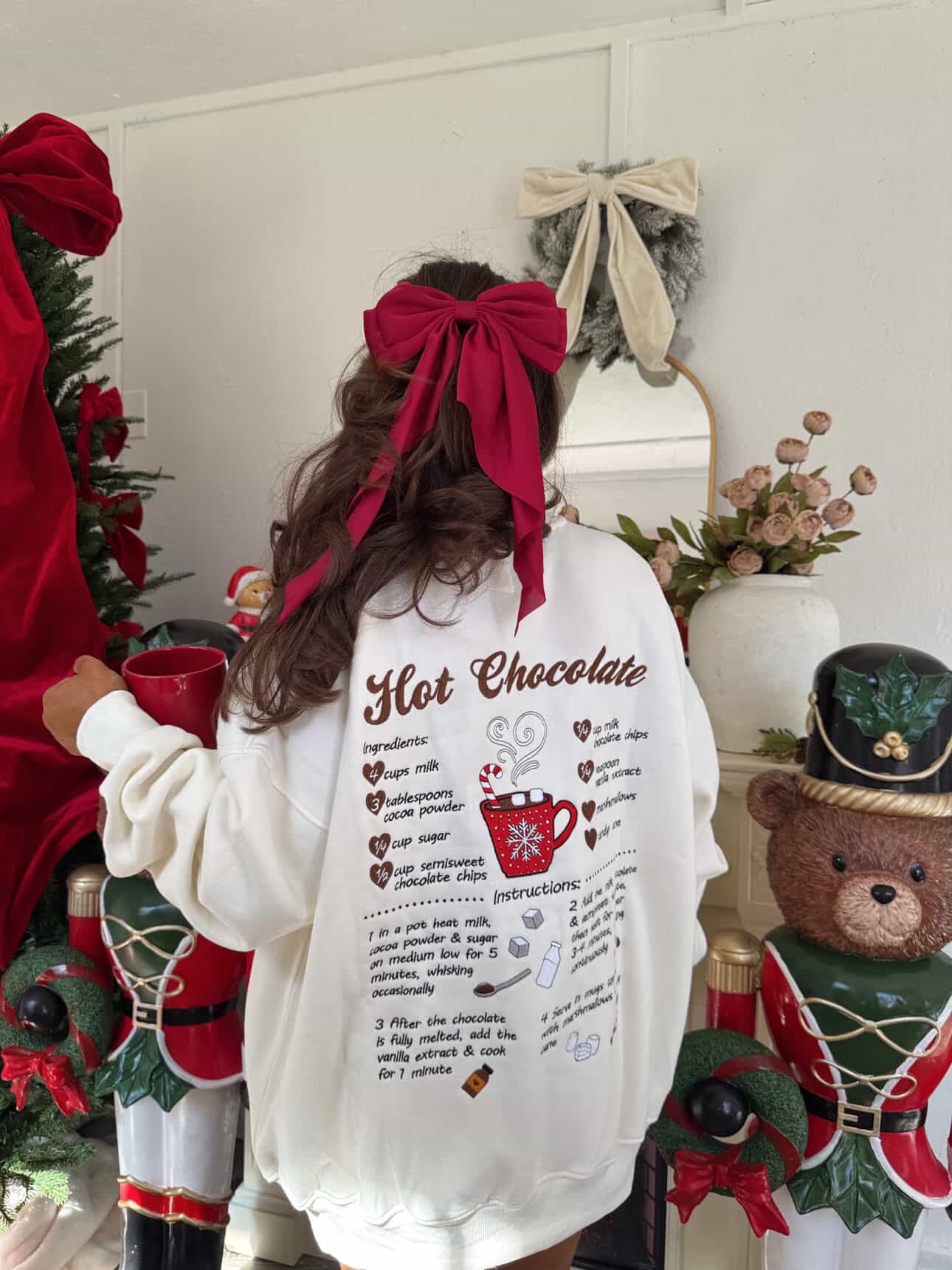 Hot Chocolate Recipe Christmas Embroider Sweatshirt - Image 4