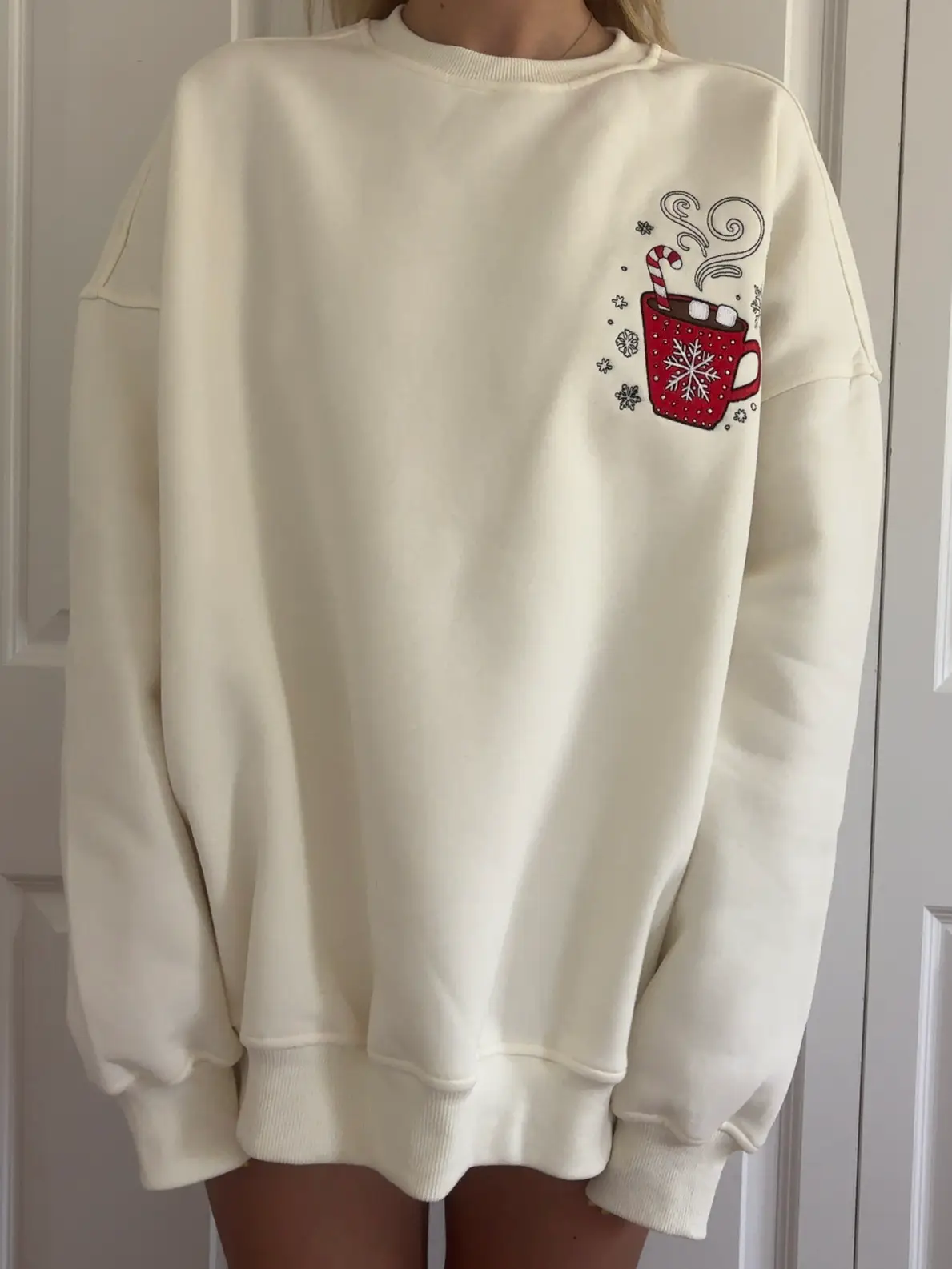 Hot Chocolate Recipe Christmas Embroider Sweatshirt - Image 6