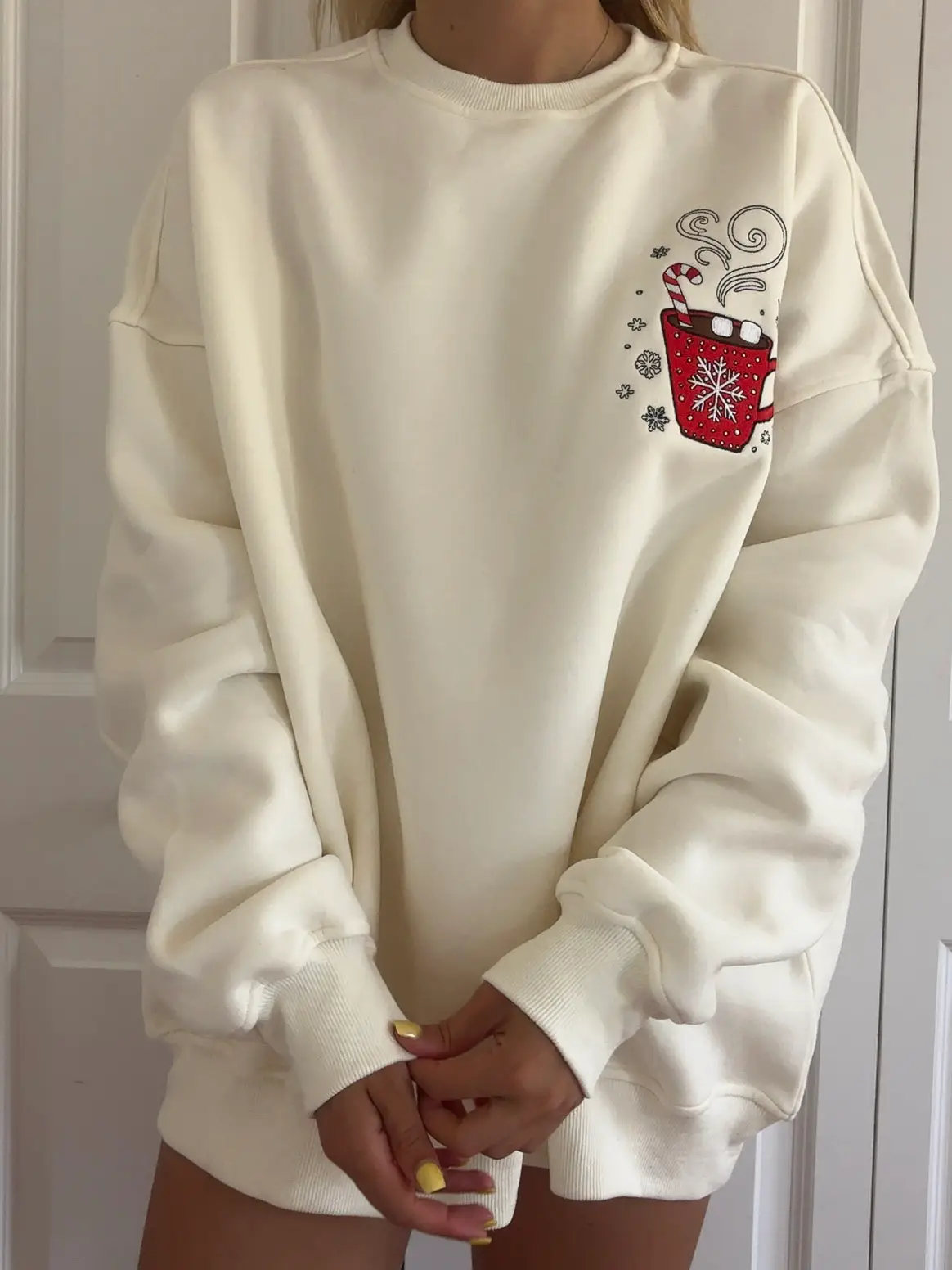 Hot Chocolate Recipe Christmas Embroider Sweatshirt - Image 7