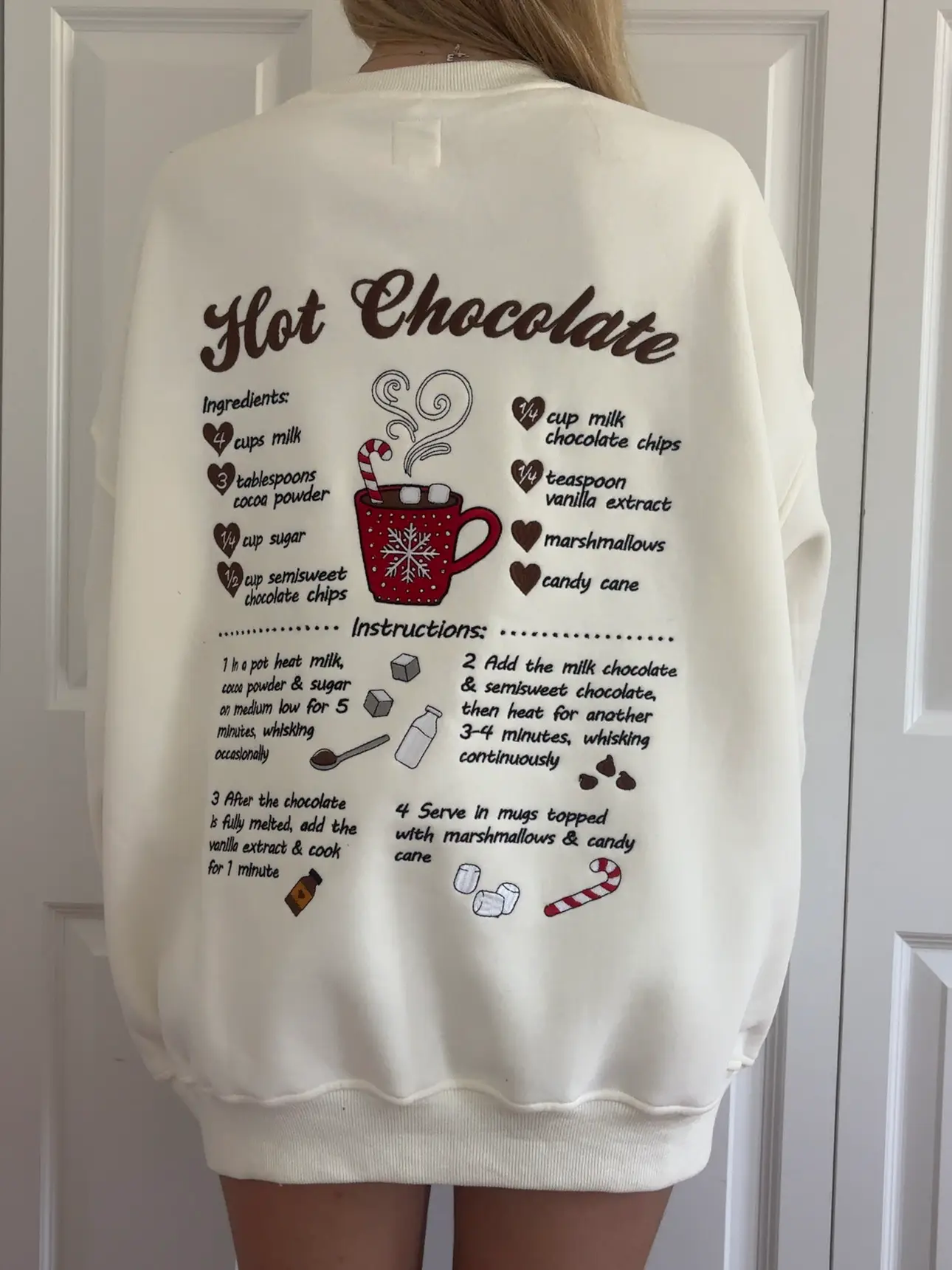 Hot Chocolate Recipe Christmas Embroider Sweatshirt - Image 8
