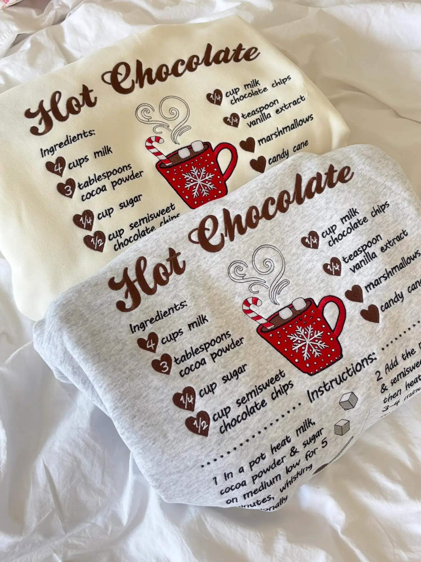 Hot Chocolate Recipe Christmas Embroider Sweatshirt - Image 3