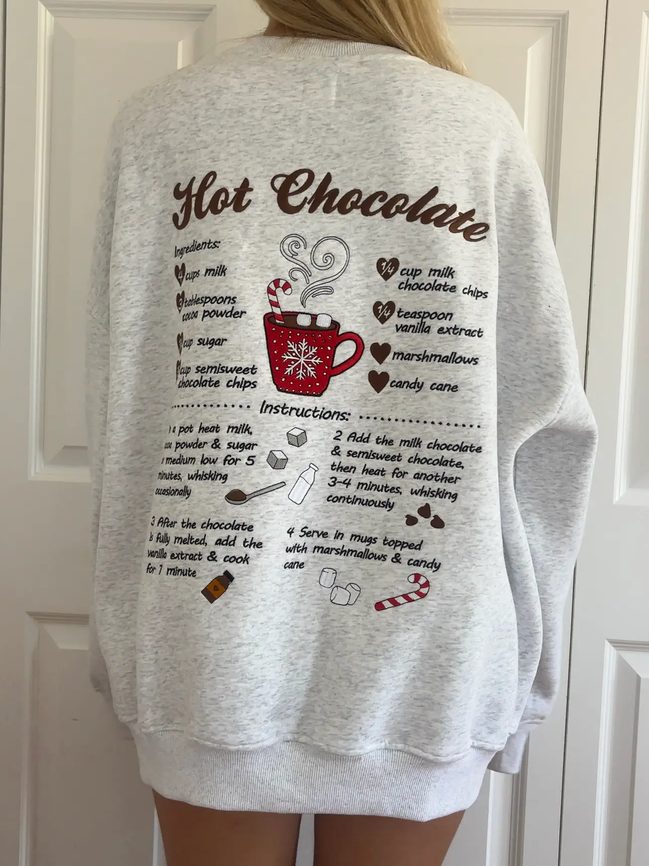 Hot Chocolate Recipe Christmas Embroider Sweatshirt - Image 4