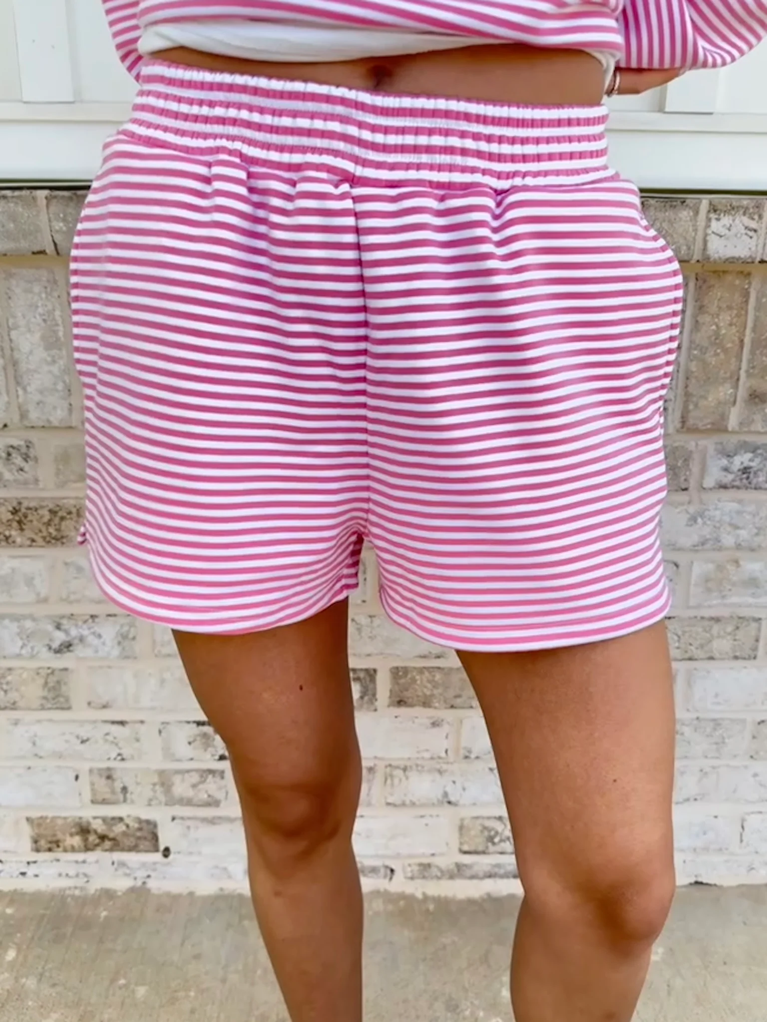 Dark Pink and White Big Striped Shorts - Image 11