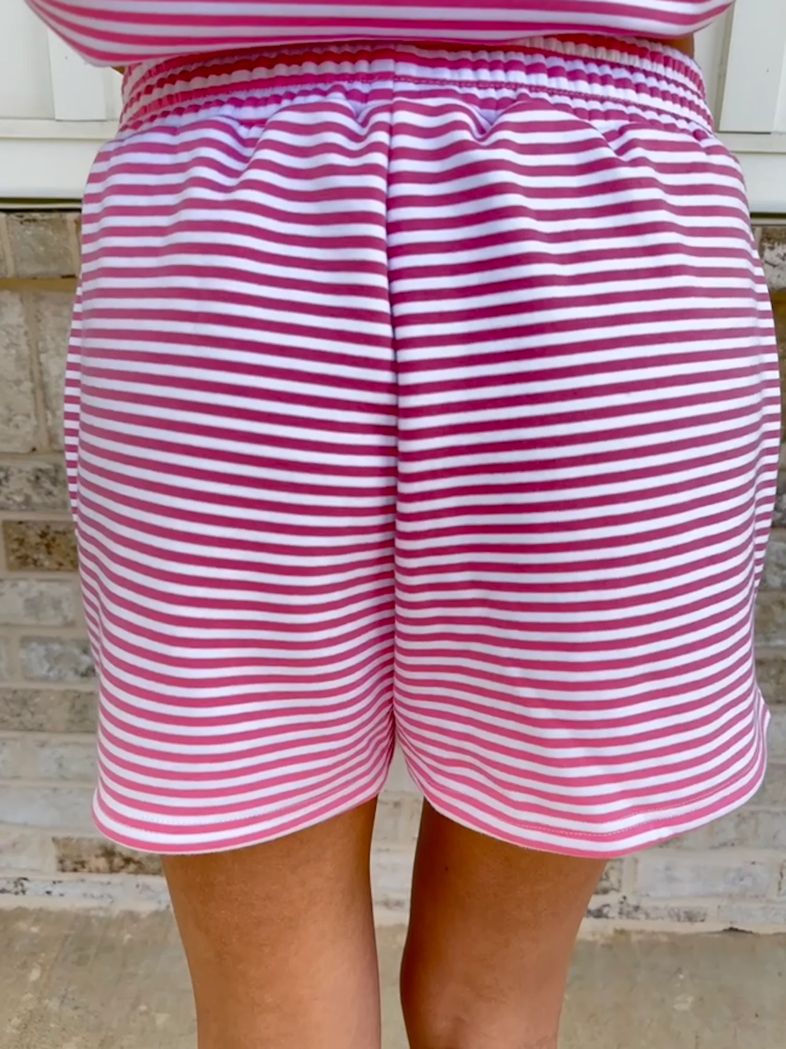 Dark Pink and White Big Striped Shorts - Image 12