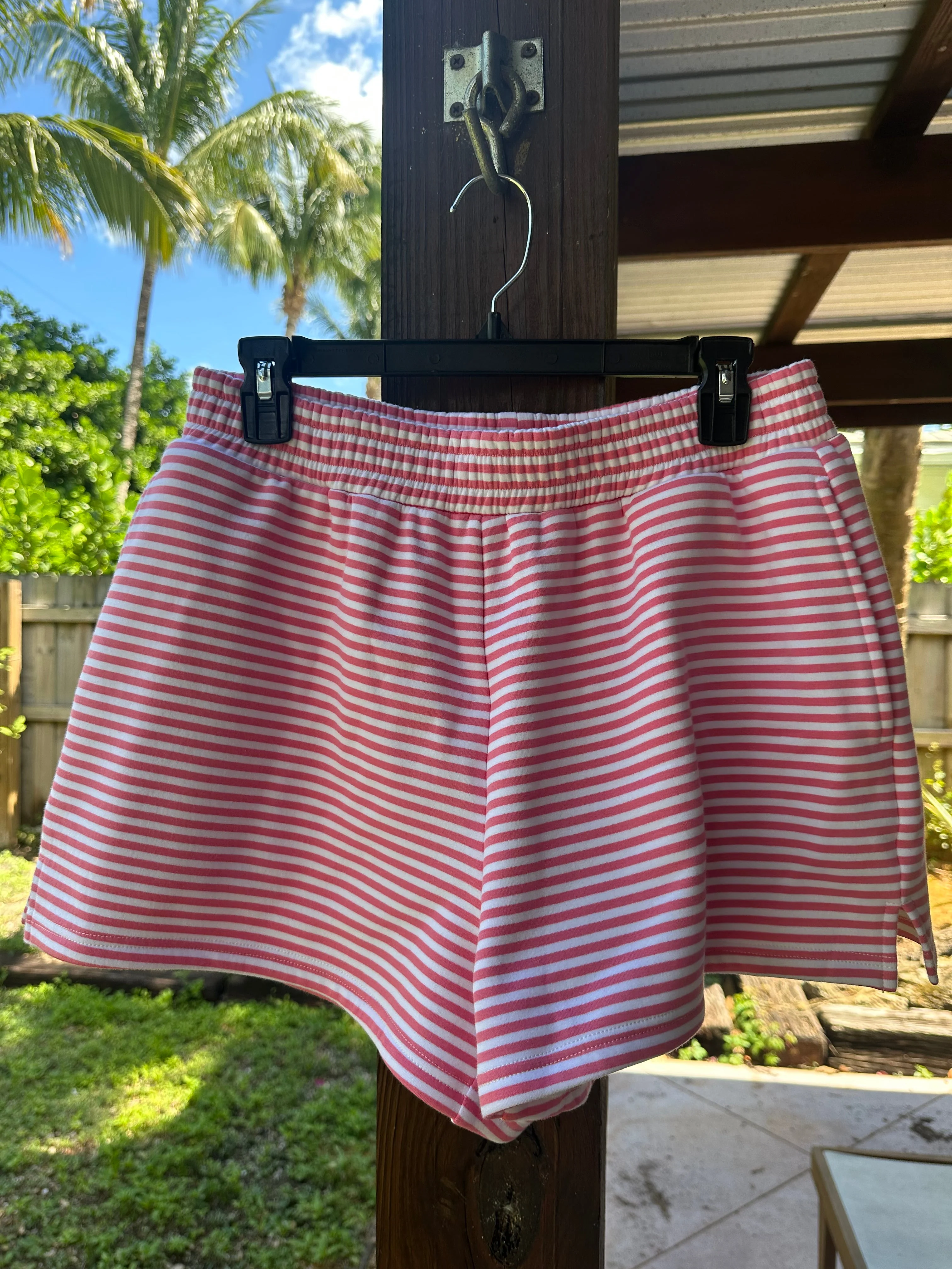 Dark Pink and White Big Striped Shorts - Image 4
