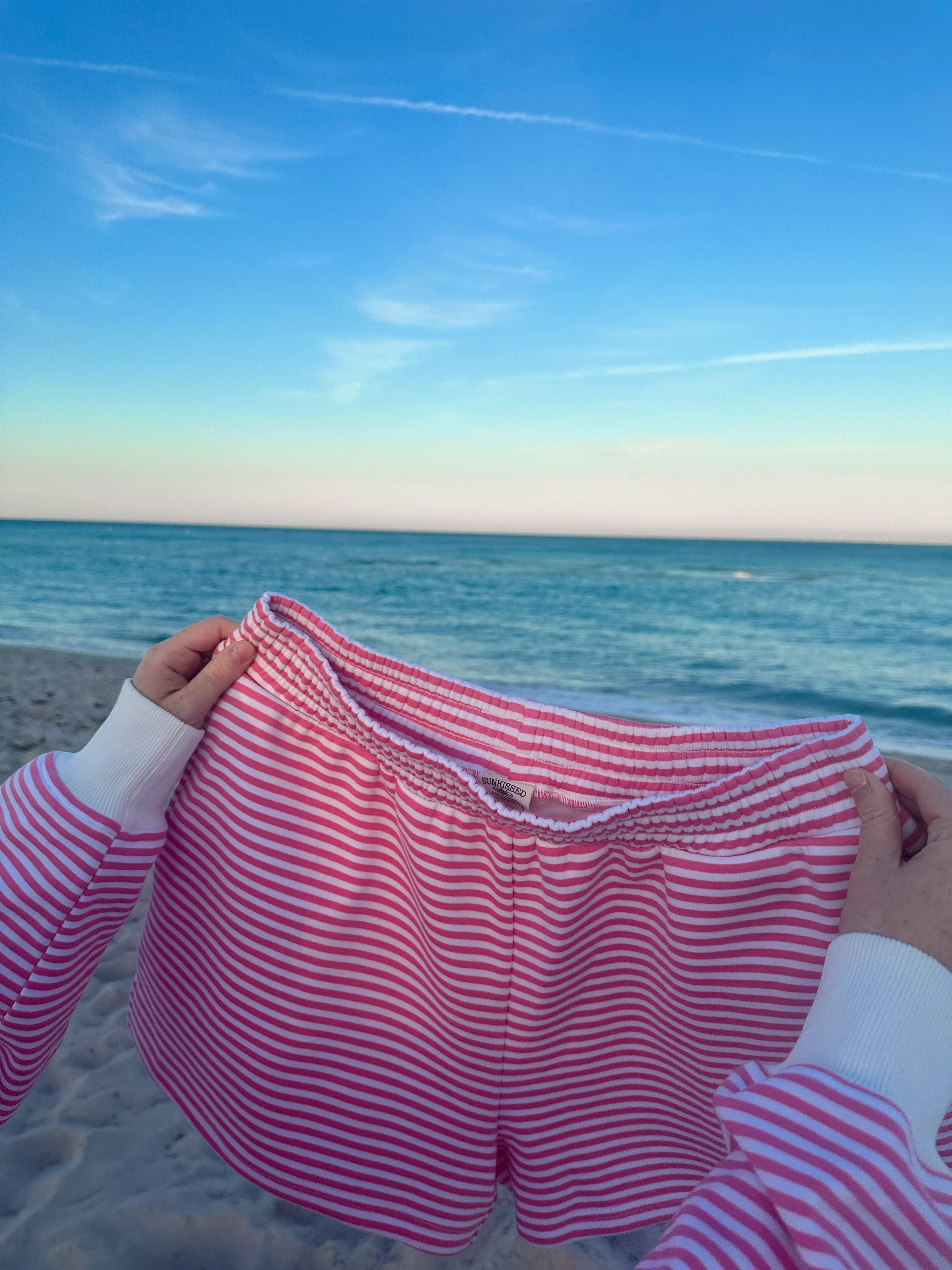 Dark Pink and White Big Striped Shorts - Image 8