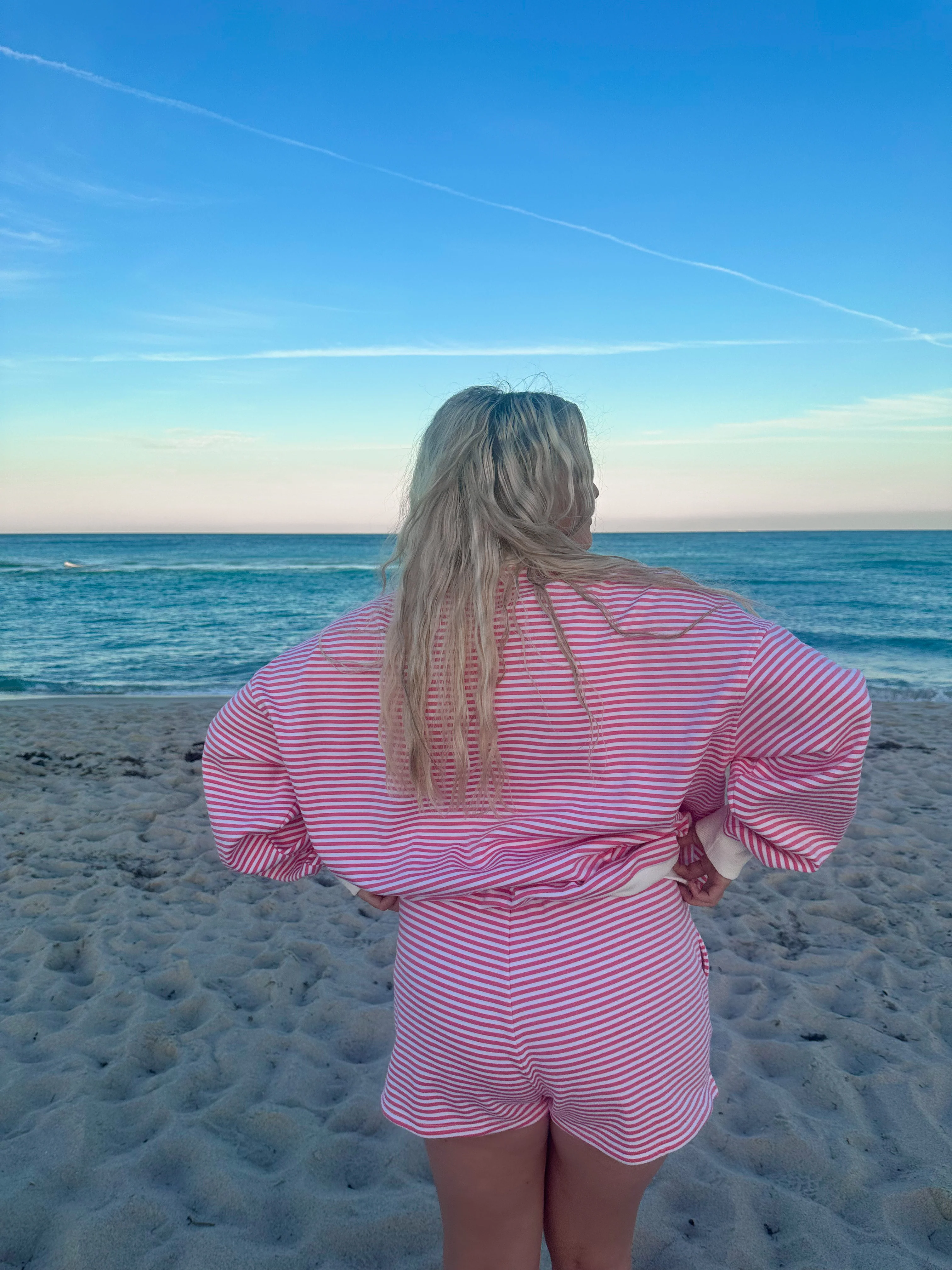 Dark Pink and White Big Striped Shorts - Image 9