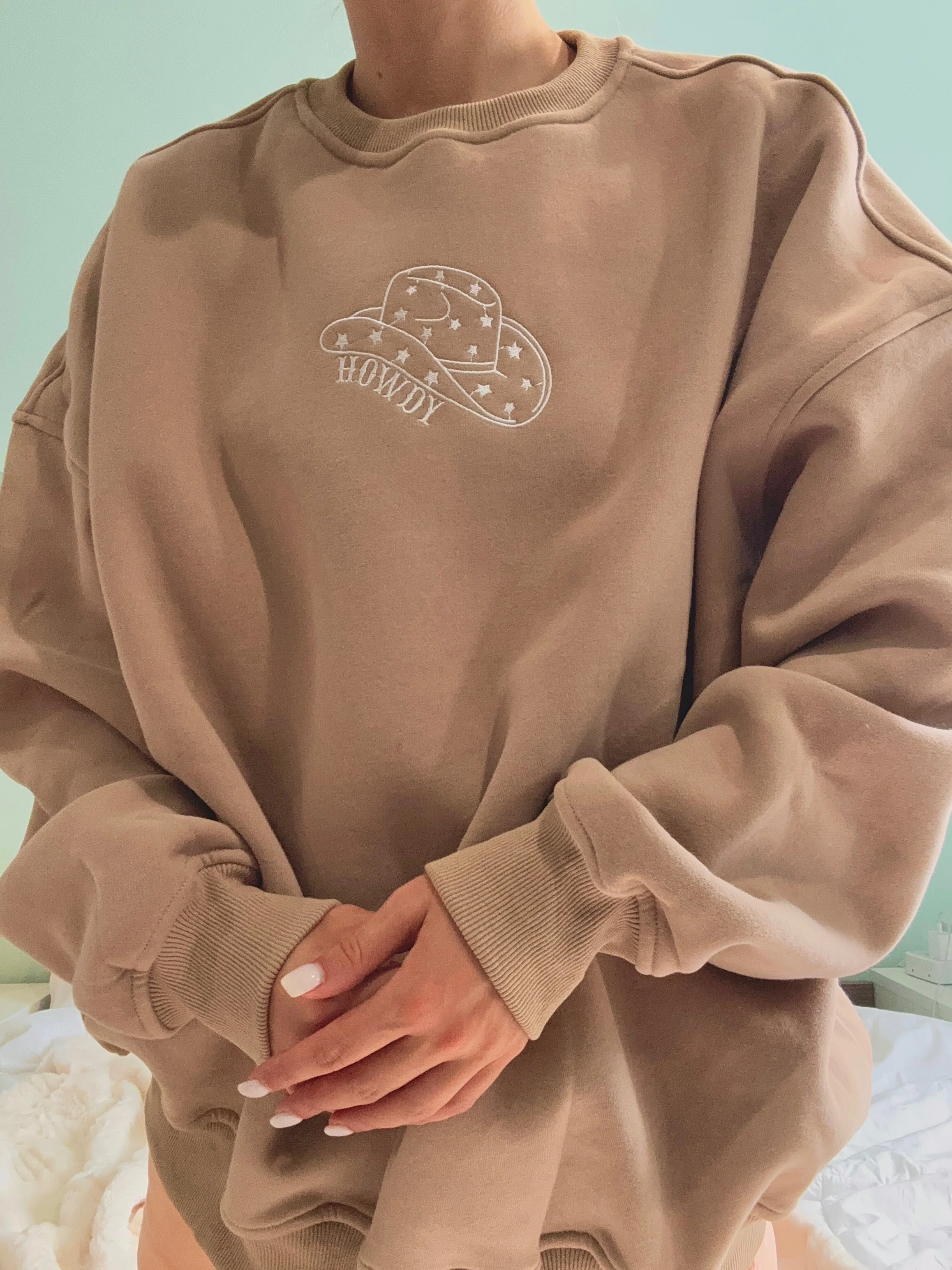 Cappuccino Howdy Embroider Sweatshirt - Image 4