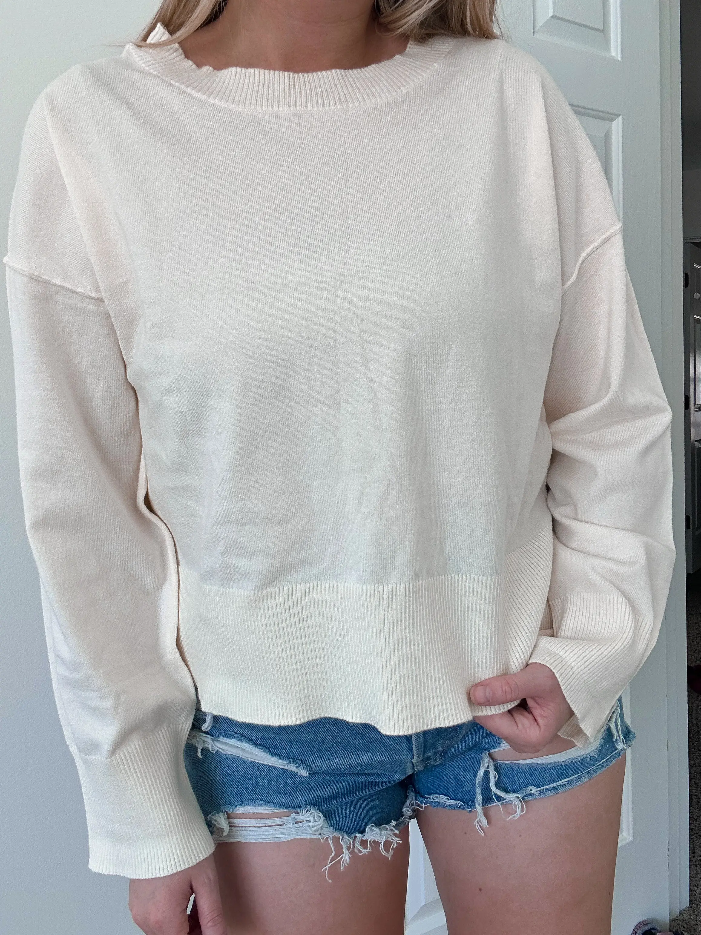 Ivory Buttery Soft Sweater - Image 3