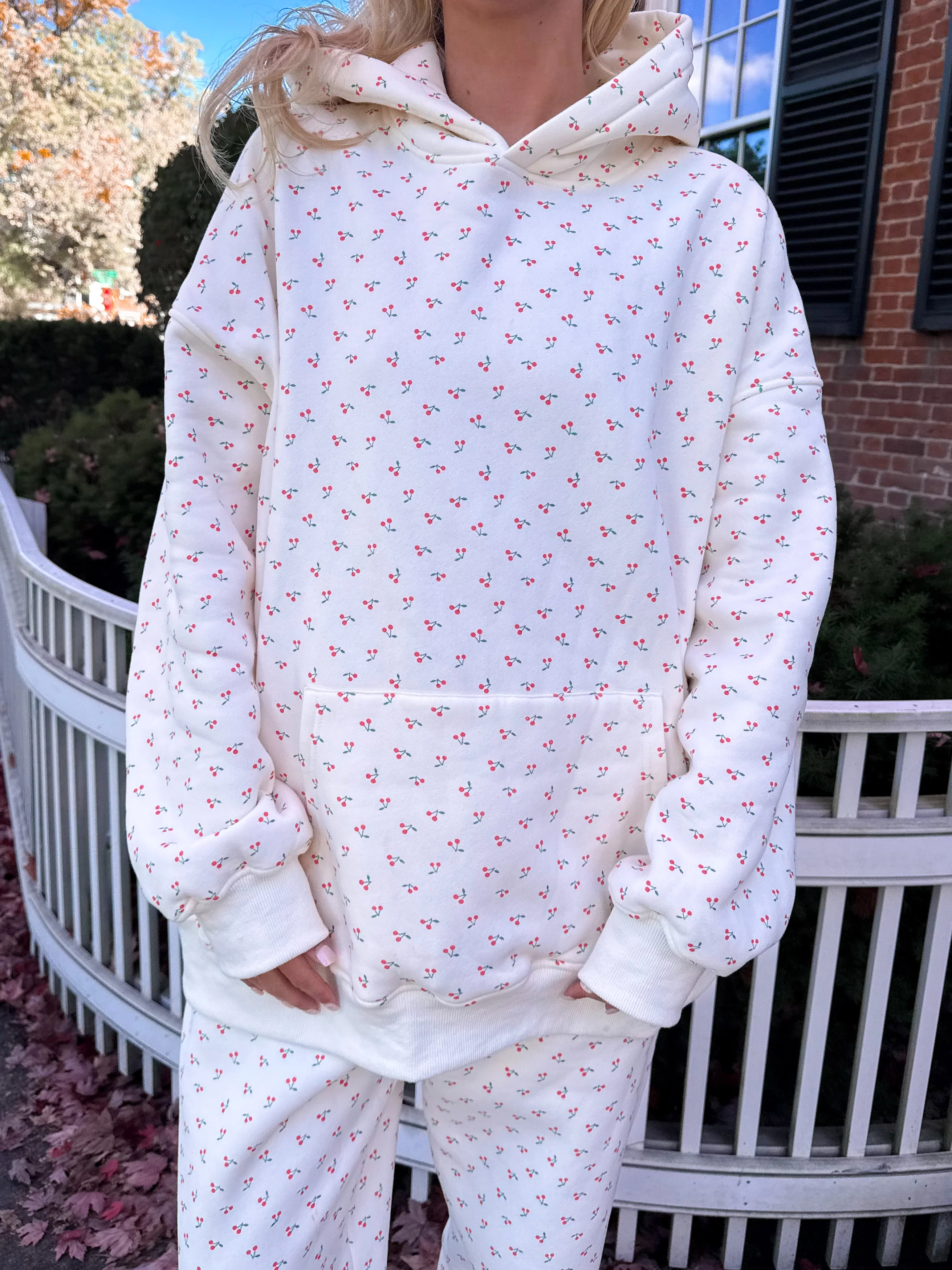 Blank Ivory Cherries All Over Hoodie - Image 4
