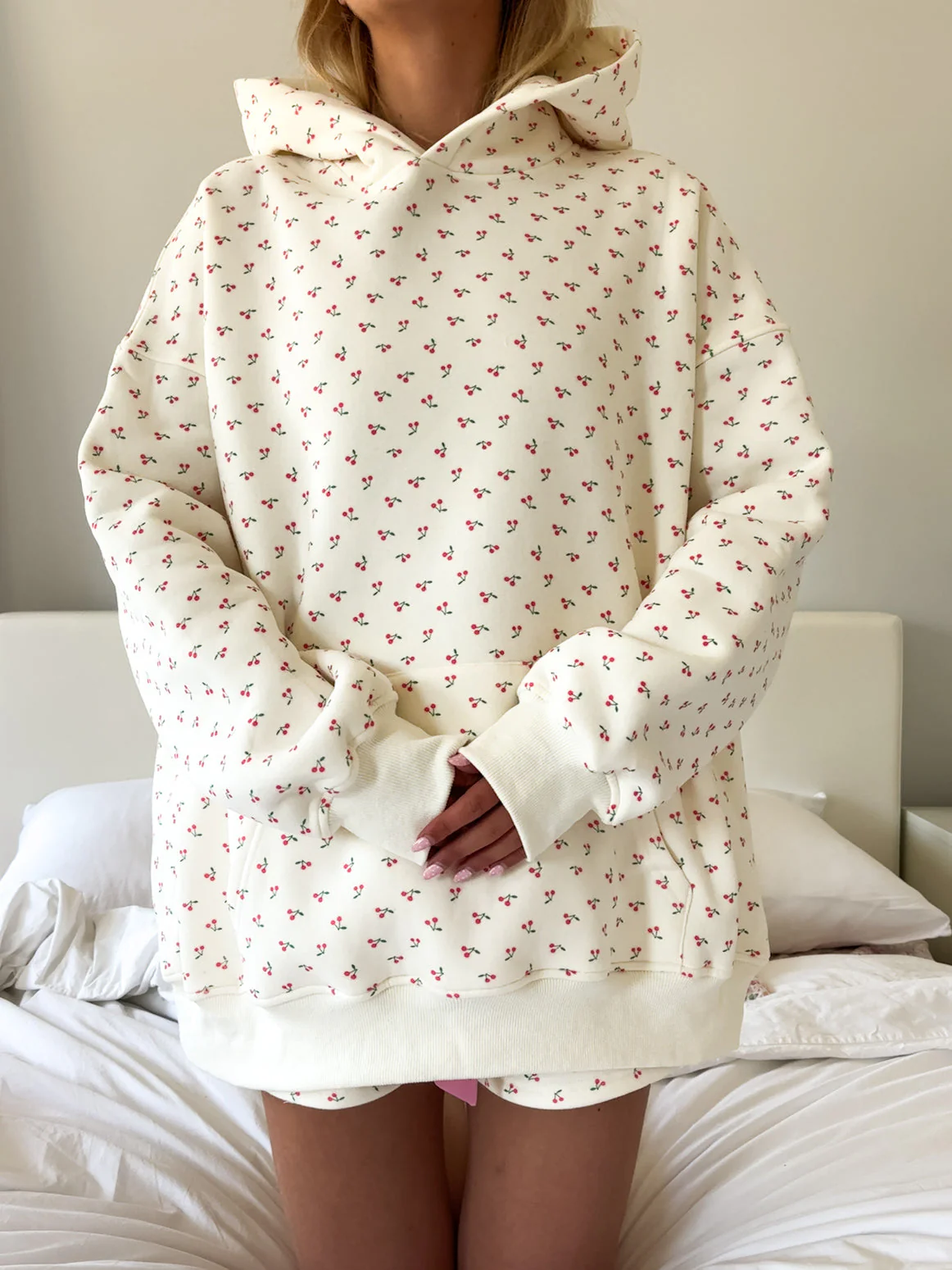Blank Ivory Cherries All Over Hoodie - Image 5