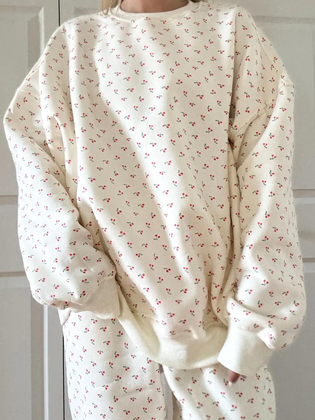 Blank Ivory Cherries All Over Sweatshirt - Image 2