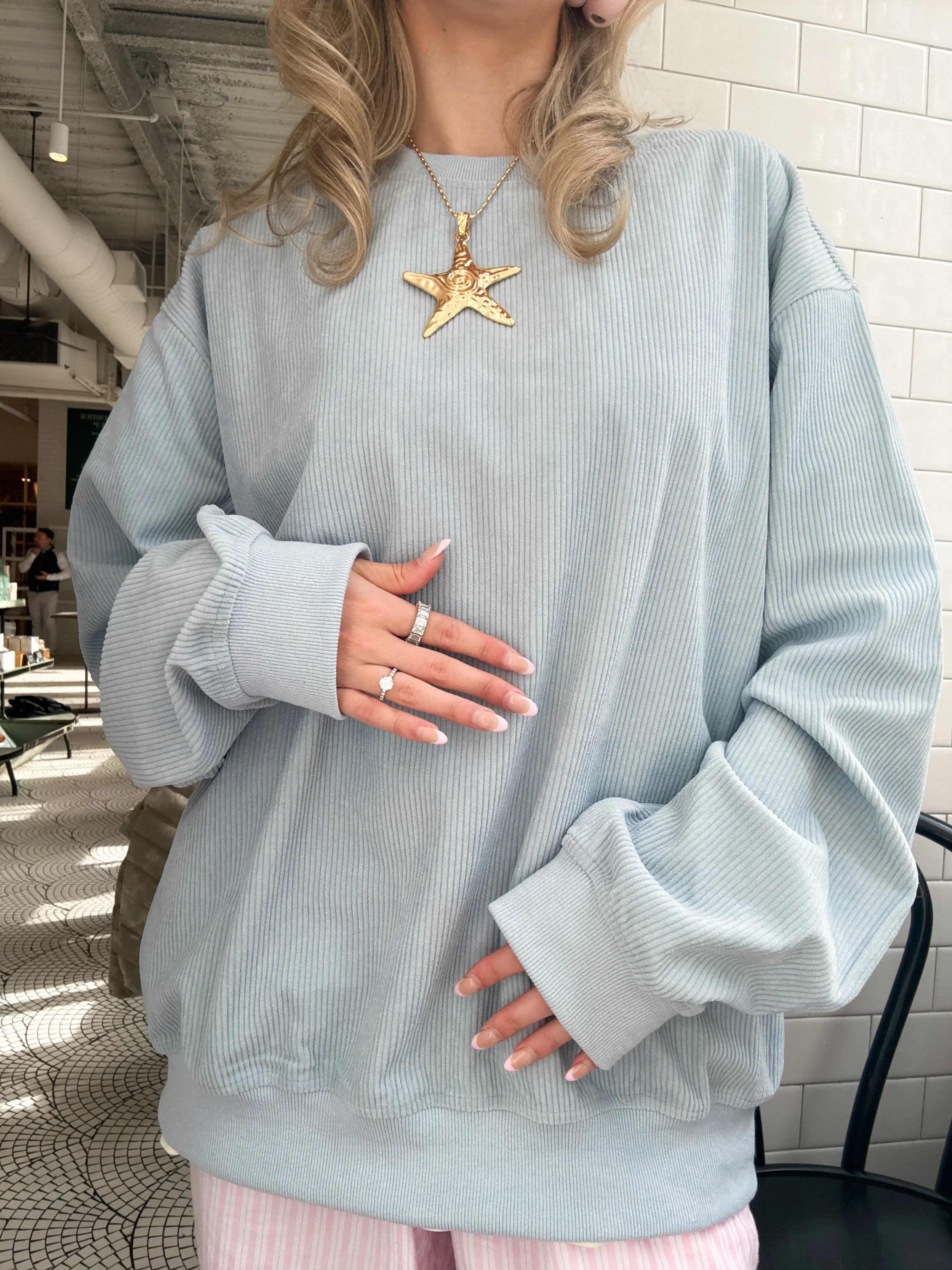 Light Blue Basic Corduroy Crewneck