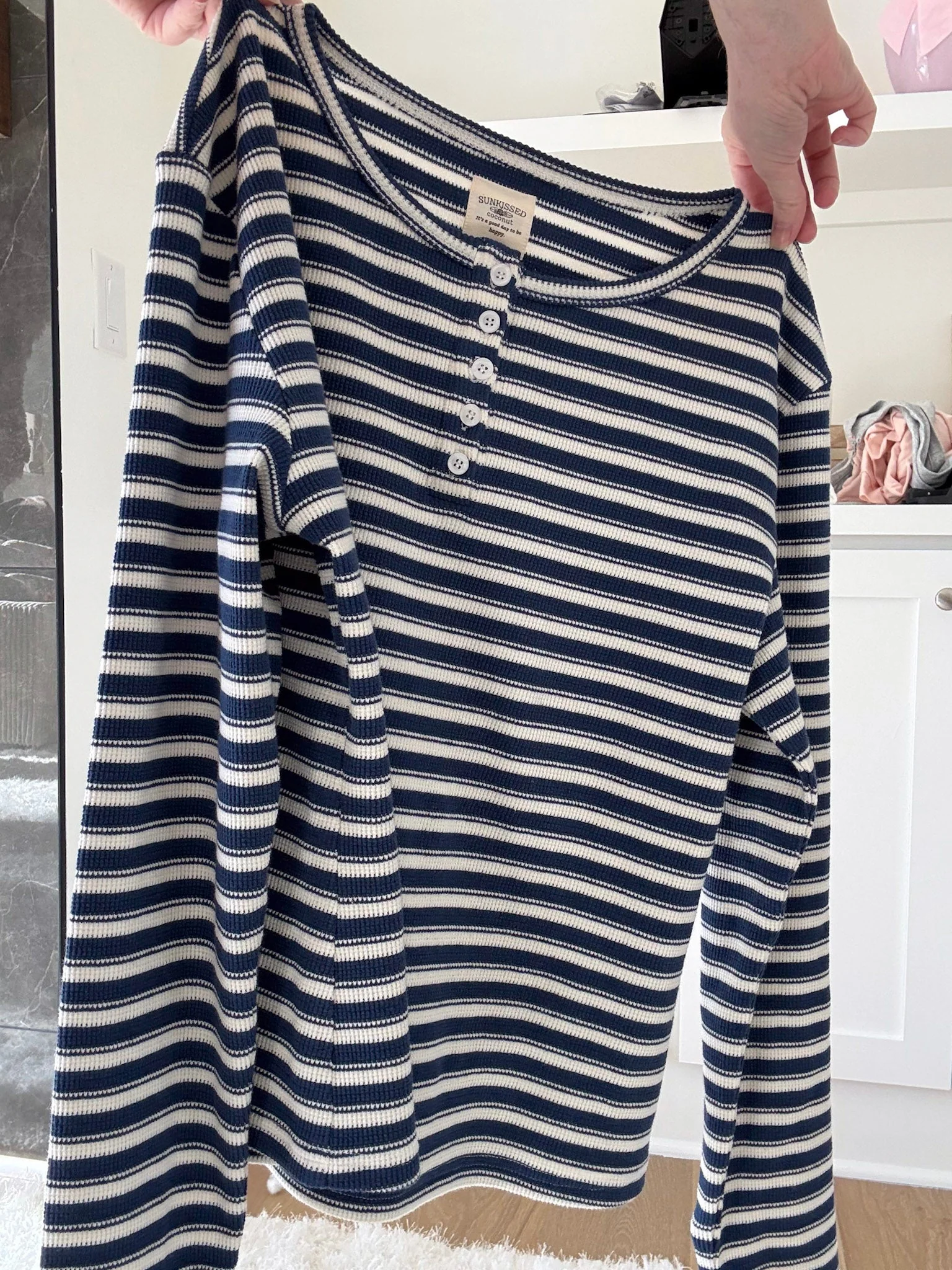 Striped Knit Loungewear Long Sleeve Top - Image 5