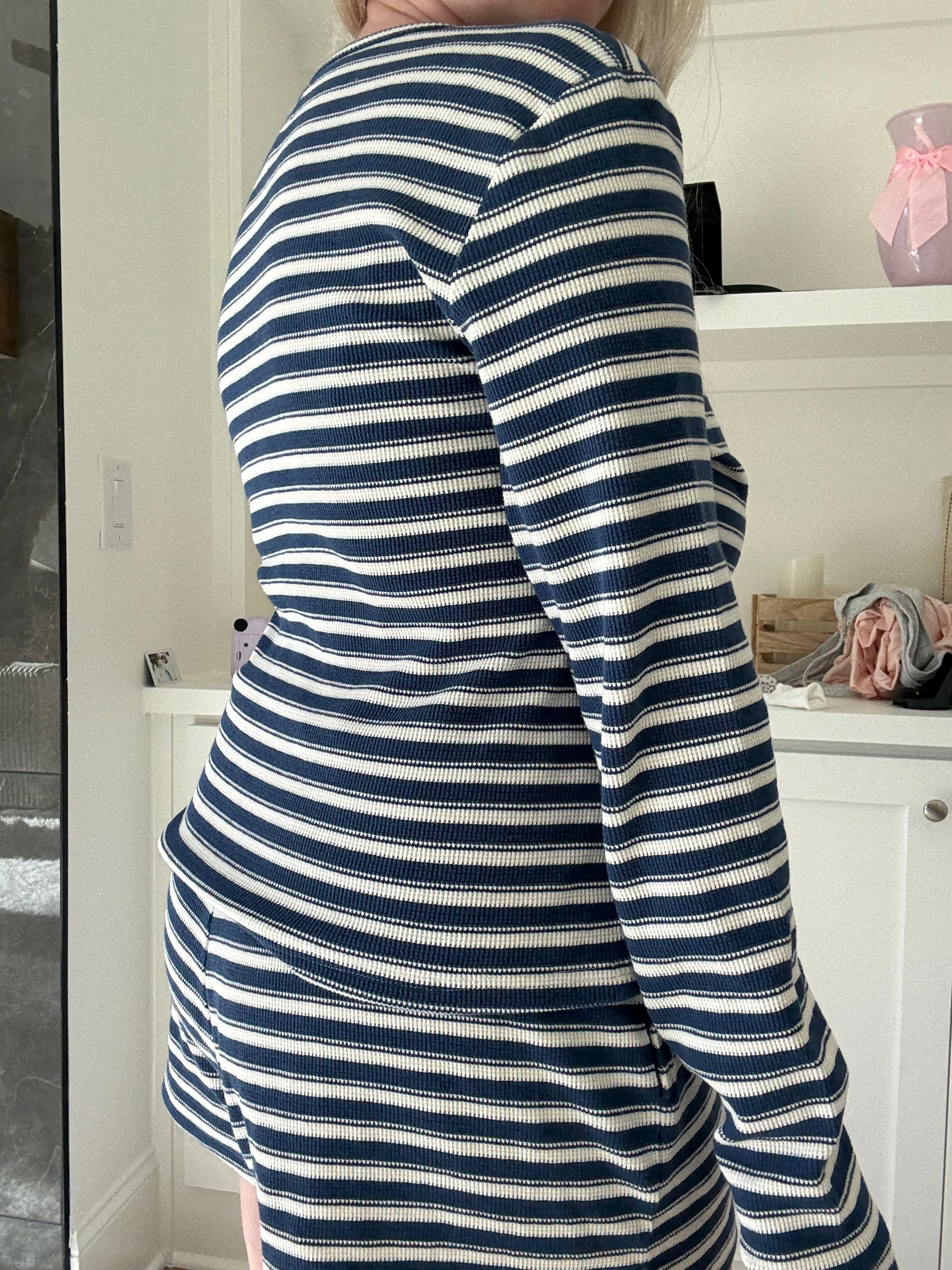 Striped Knit Loungewear Long Sleeve Top - Image 7