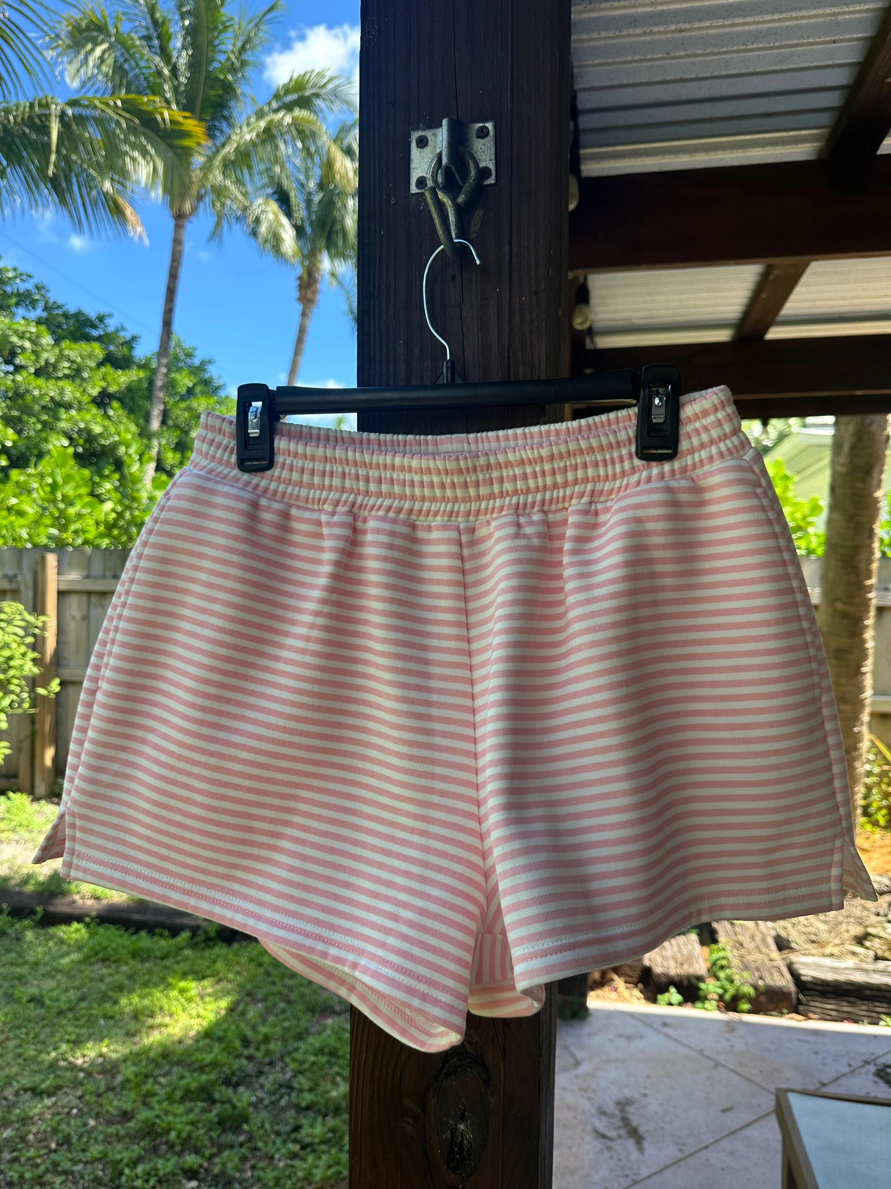 Light Pink and White Big Striped Shorts - Image 3