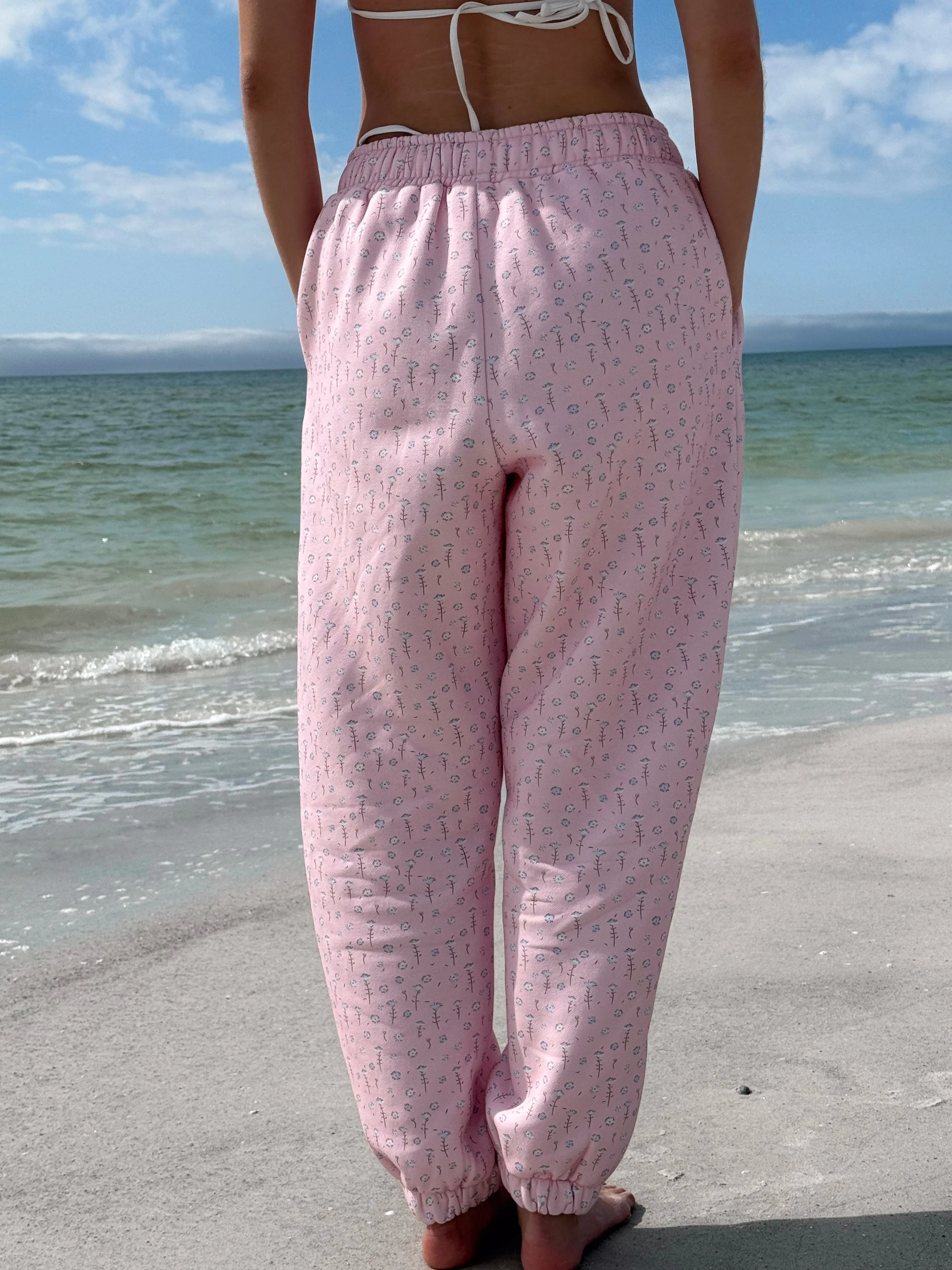 Light Pink Ditsy Blue Floral Joggers - Image 5