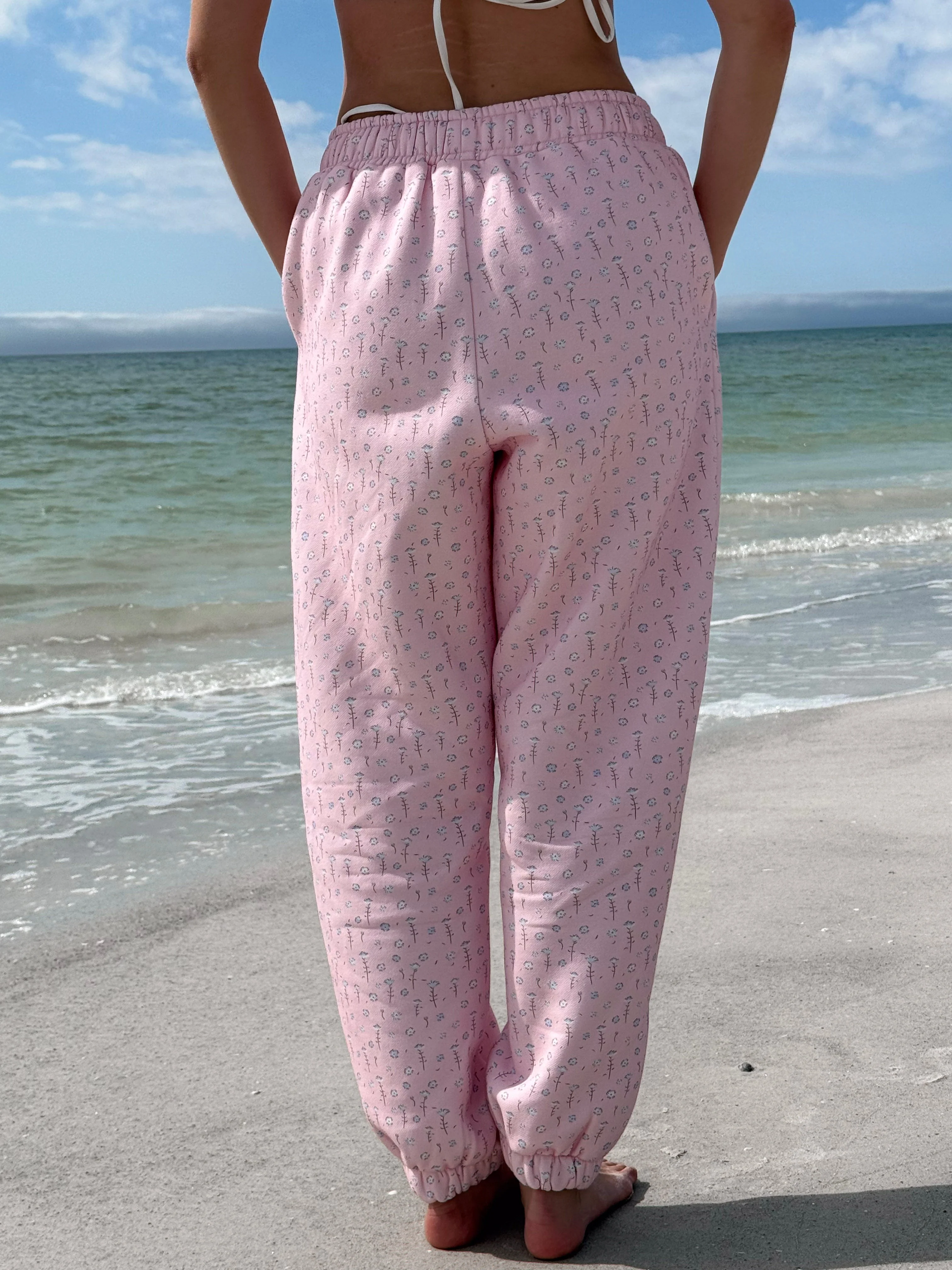 Light Pink Ditsy Blue Floral Joggers - Image 6