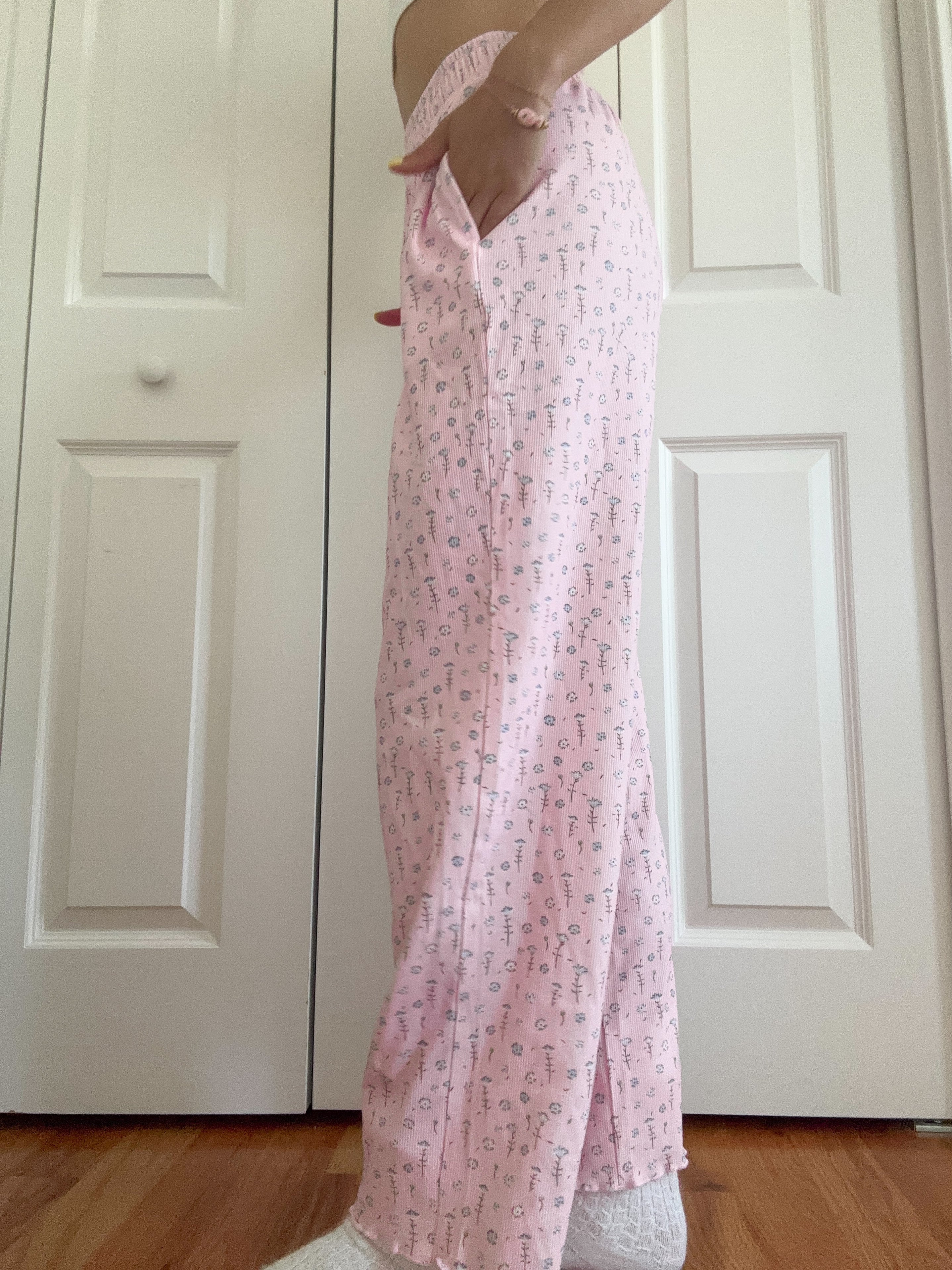 Light Pink Ditsy Blue Floral Pajama Pants - Image 17