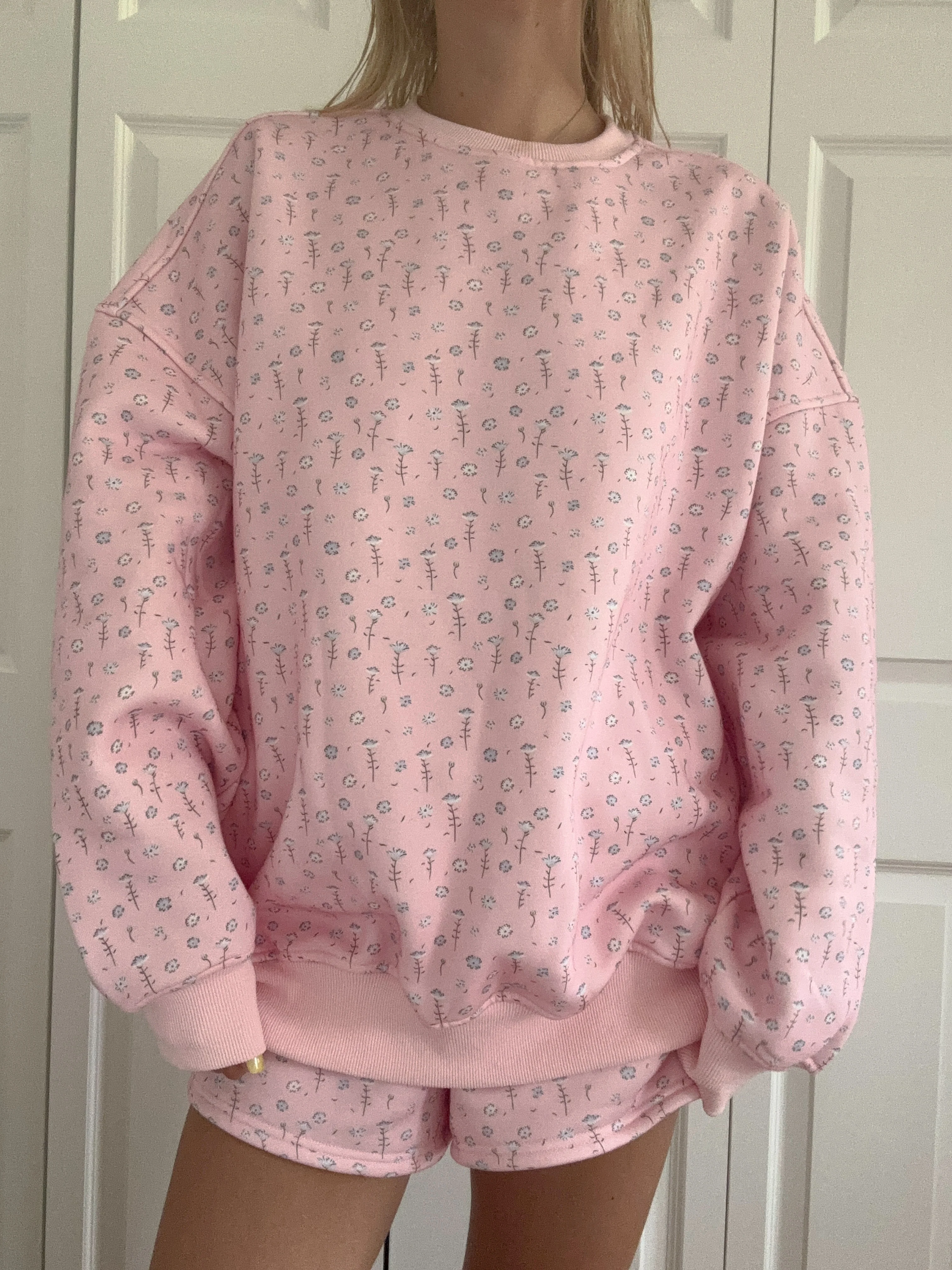 Light Pink Ditsy Blue Floral Sweatshirt - Image 2
