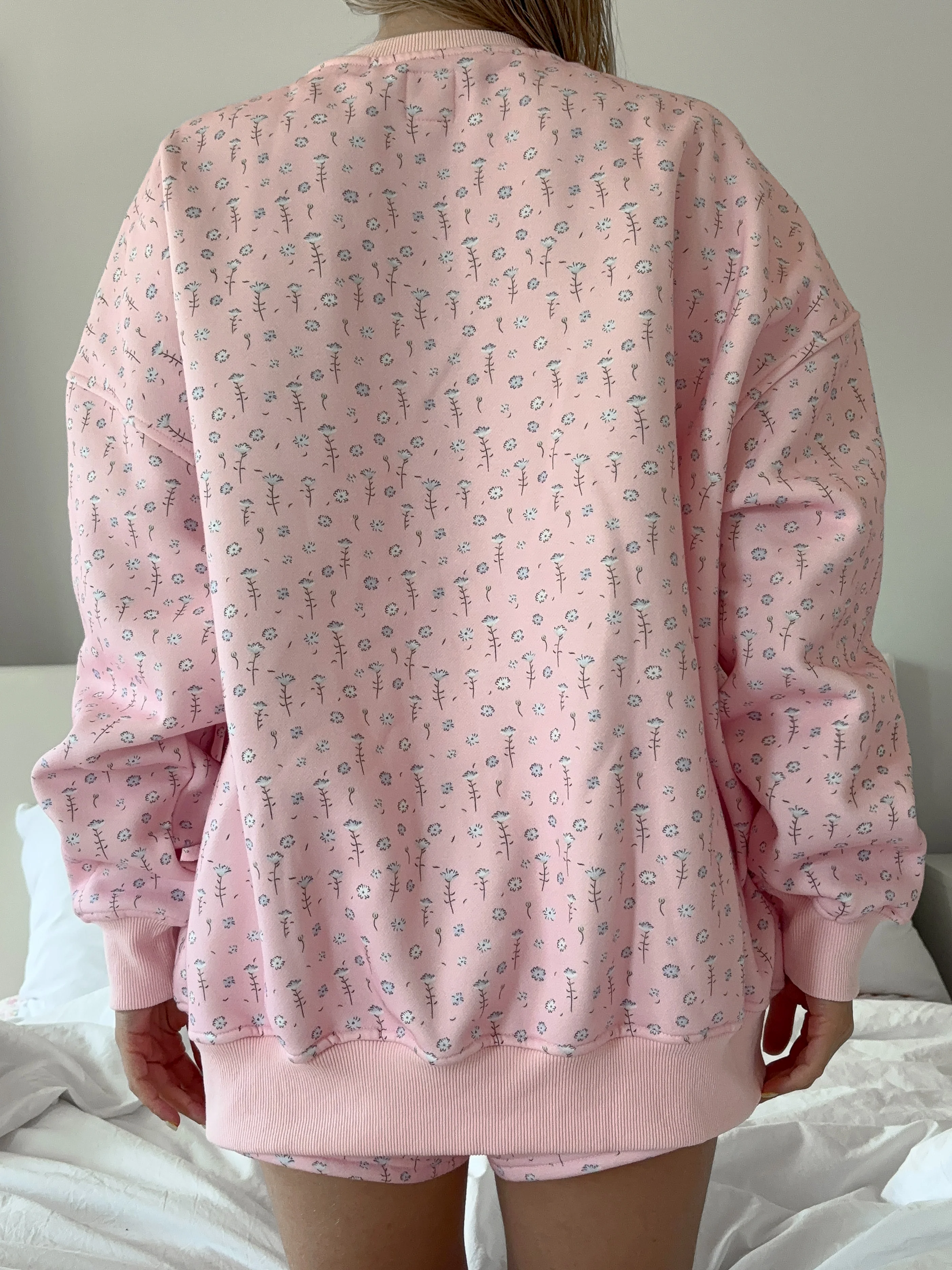 Light Pink Ditsy Blue Floral Sweatshirt - Image 7