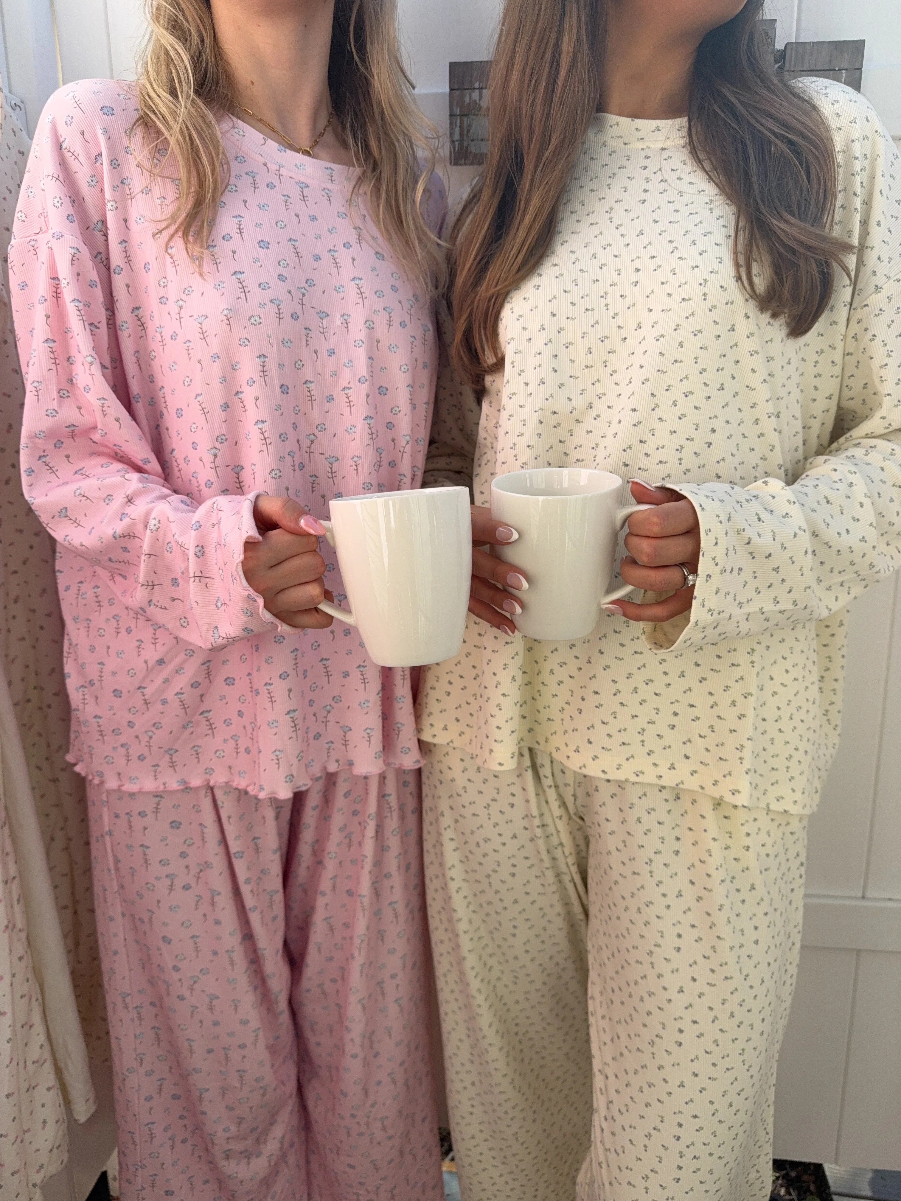 Light Pink Ditsy Floral Long Sleeve Pajama Top - Image 14