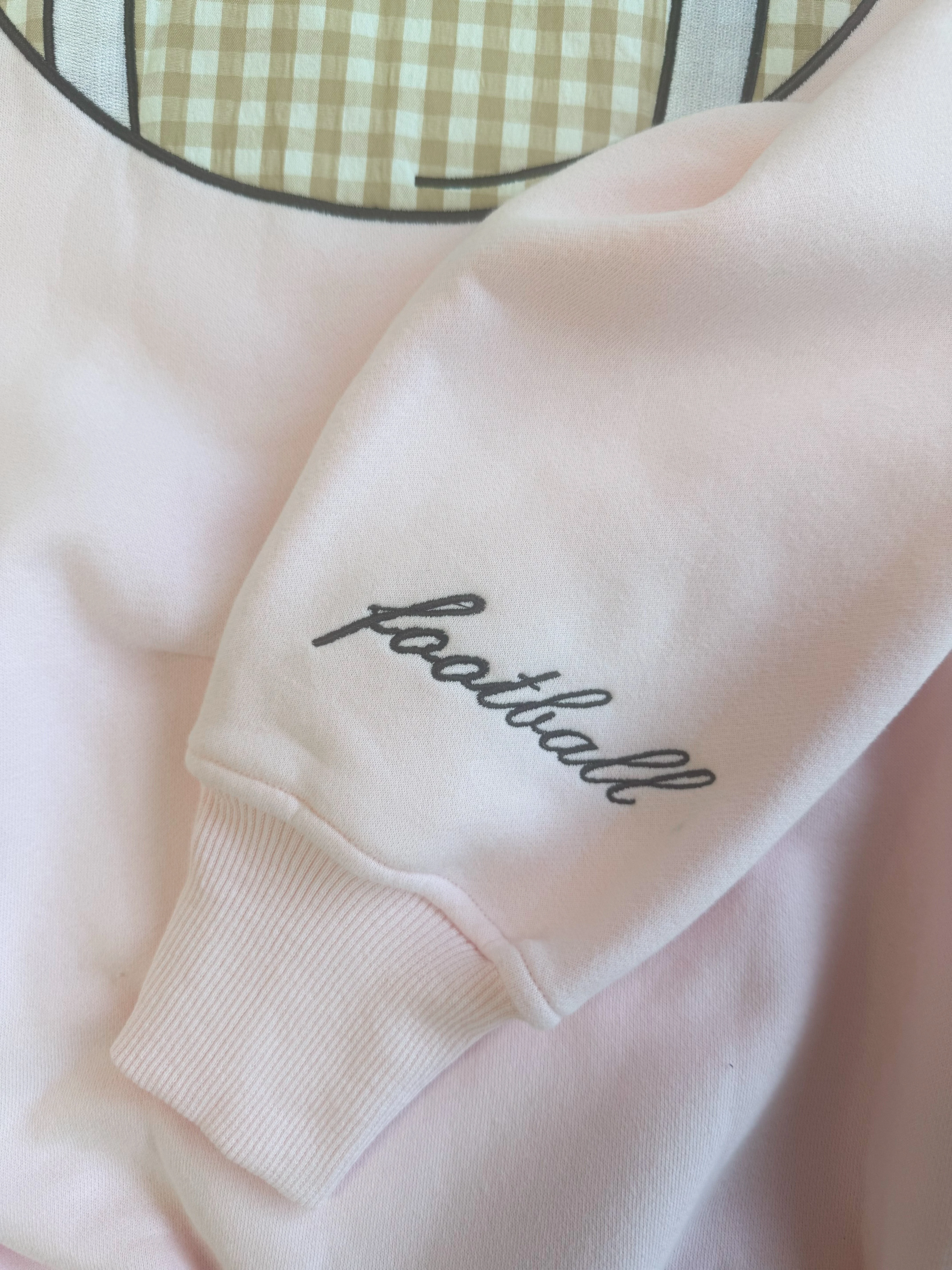 Light Pink Game Day Gingham Football Embroider Hoodie - Image 9