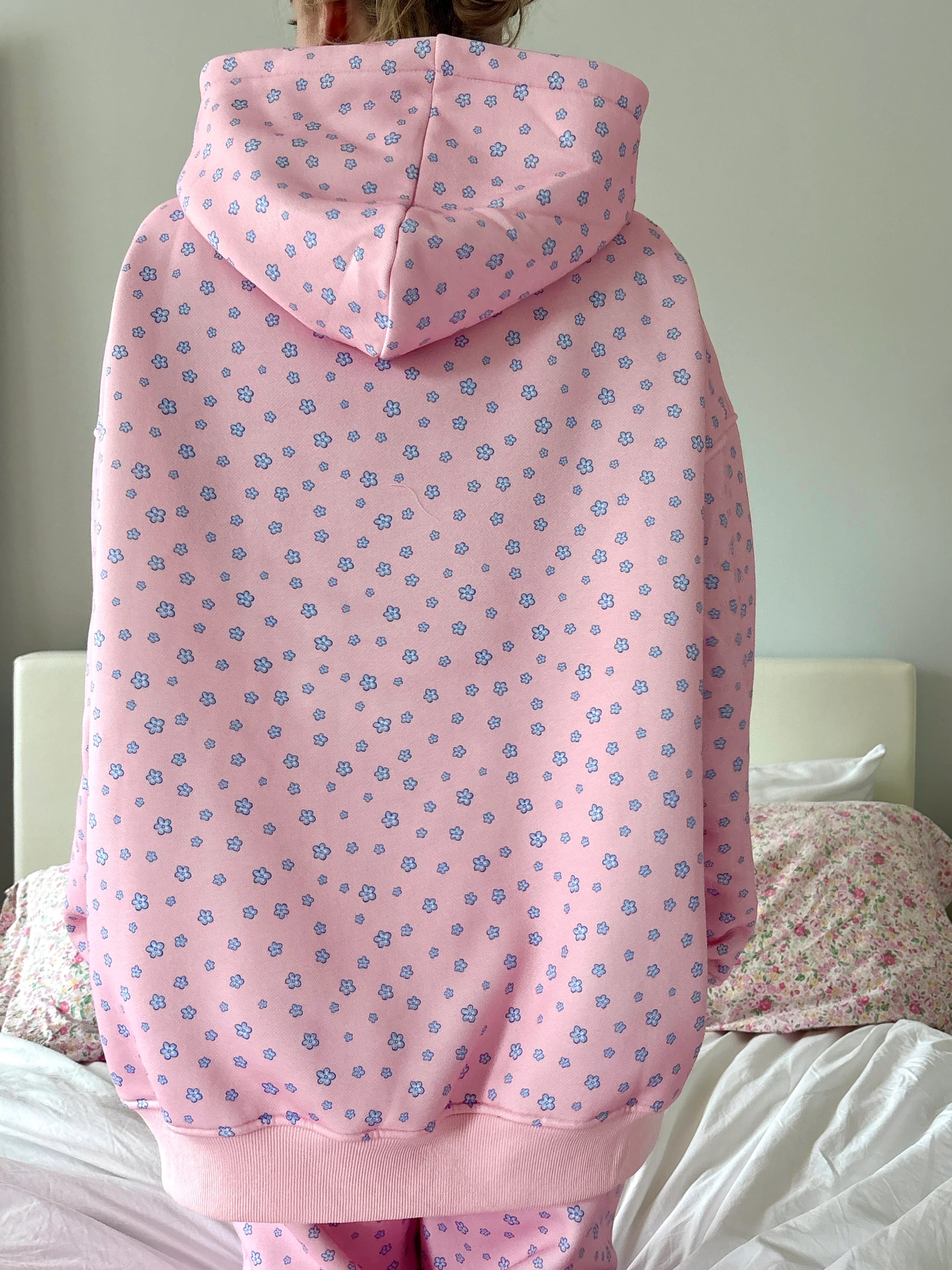 Light Pink Lilo Blue Floral Hoodie - Image 10