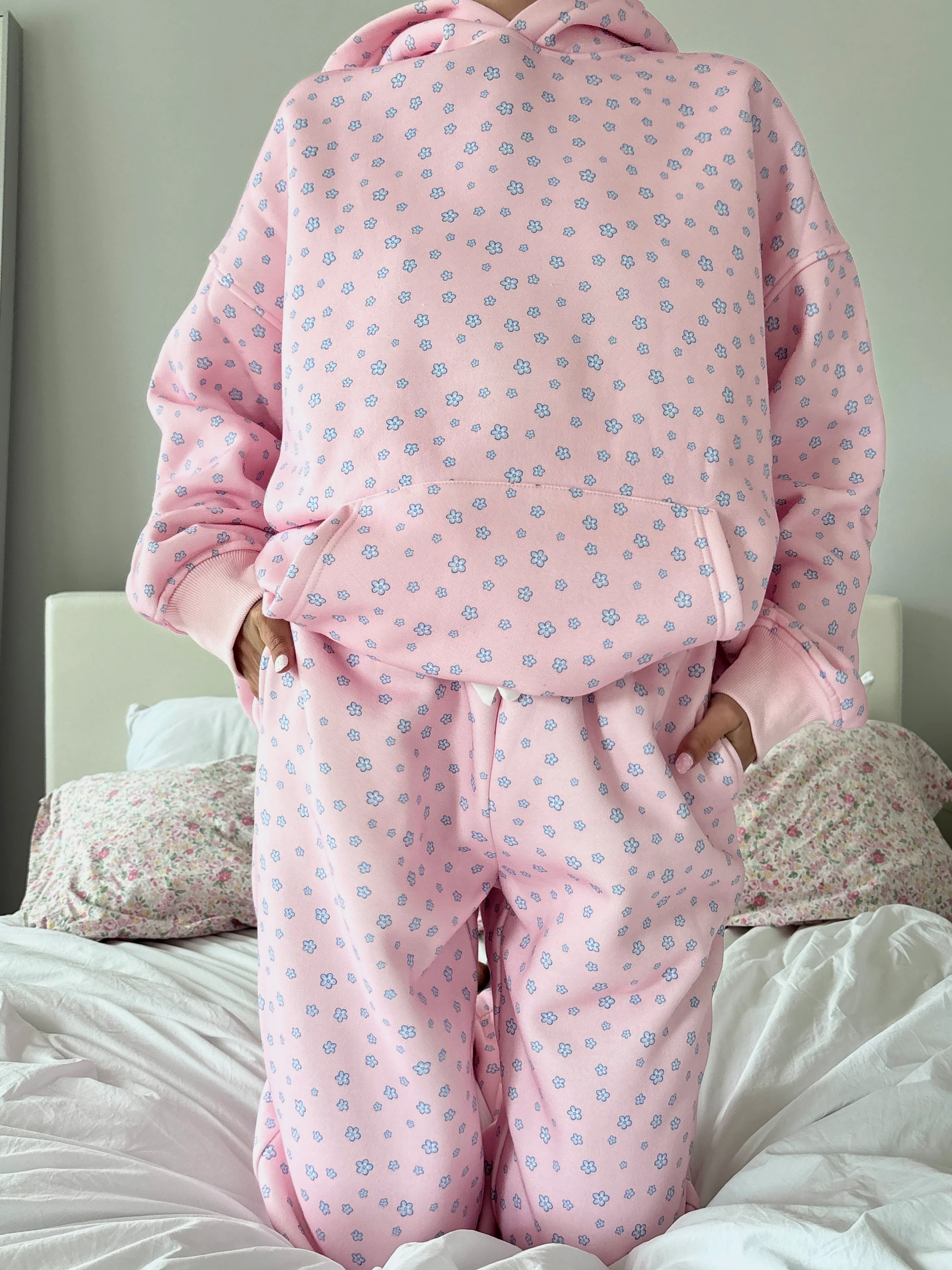 Light Pink Lilo Blue Floral Joggers - Image 3