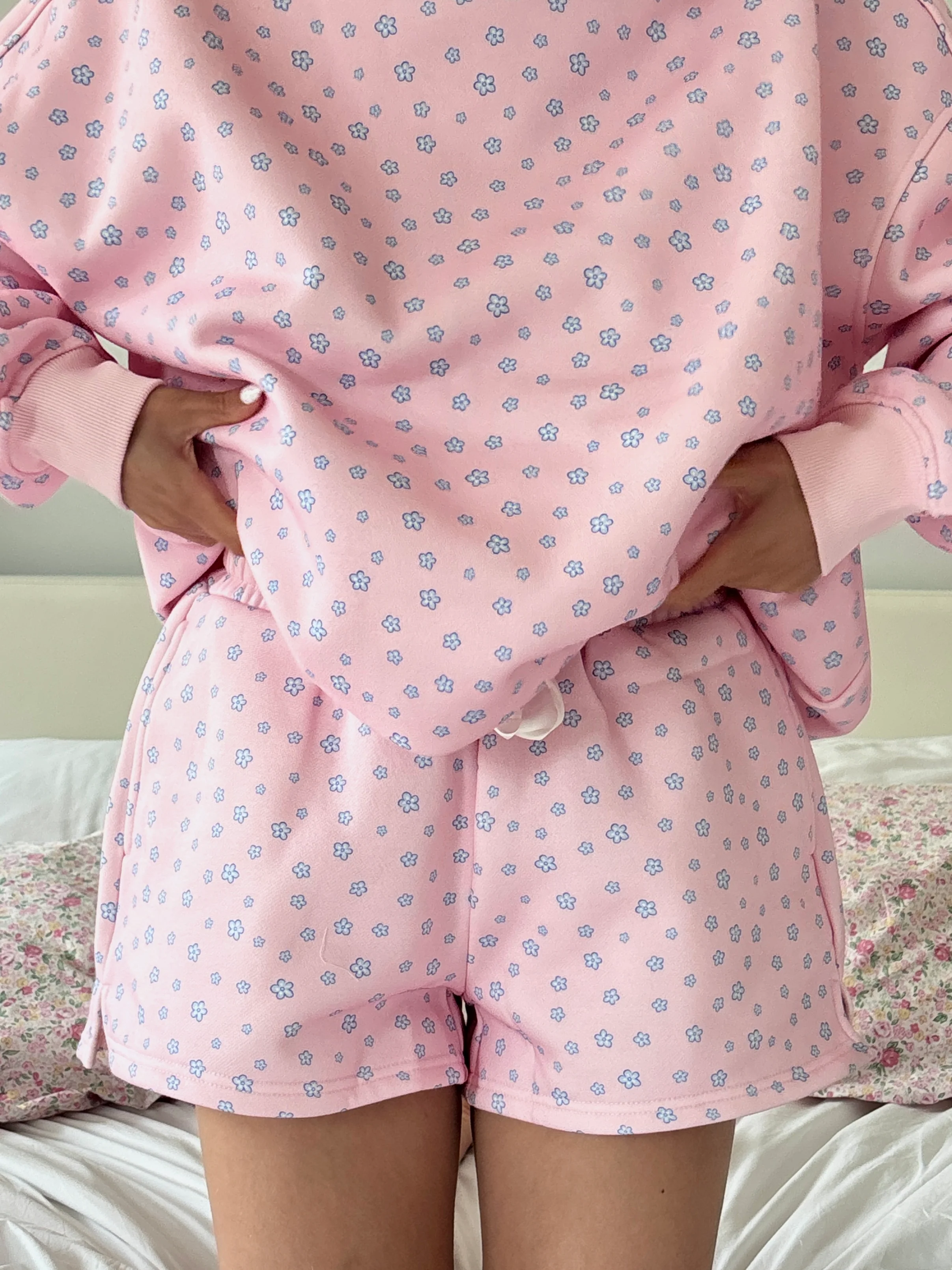 Light Pink Lilo Blue Floral Shorts - Image 4