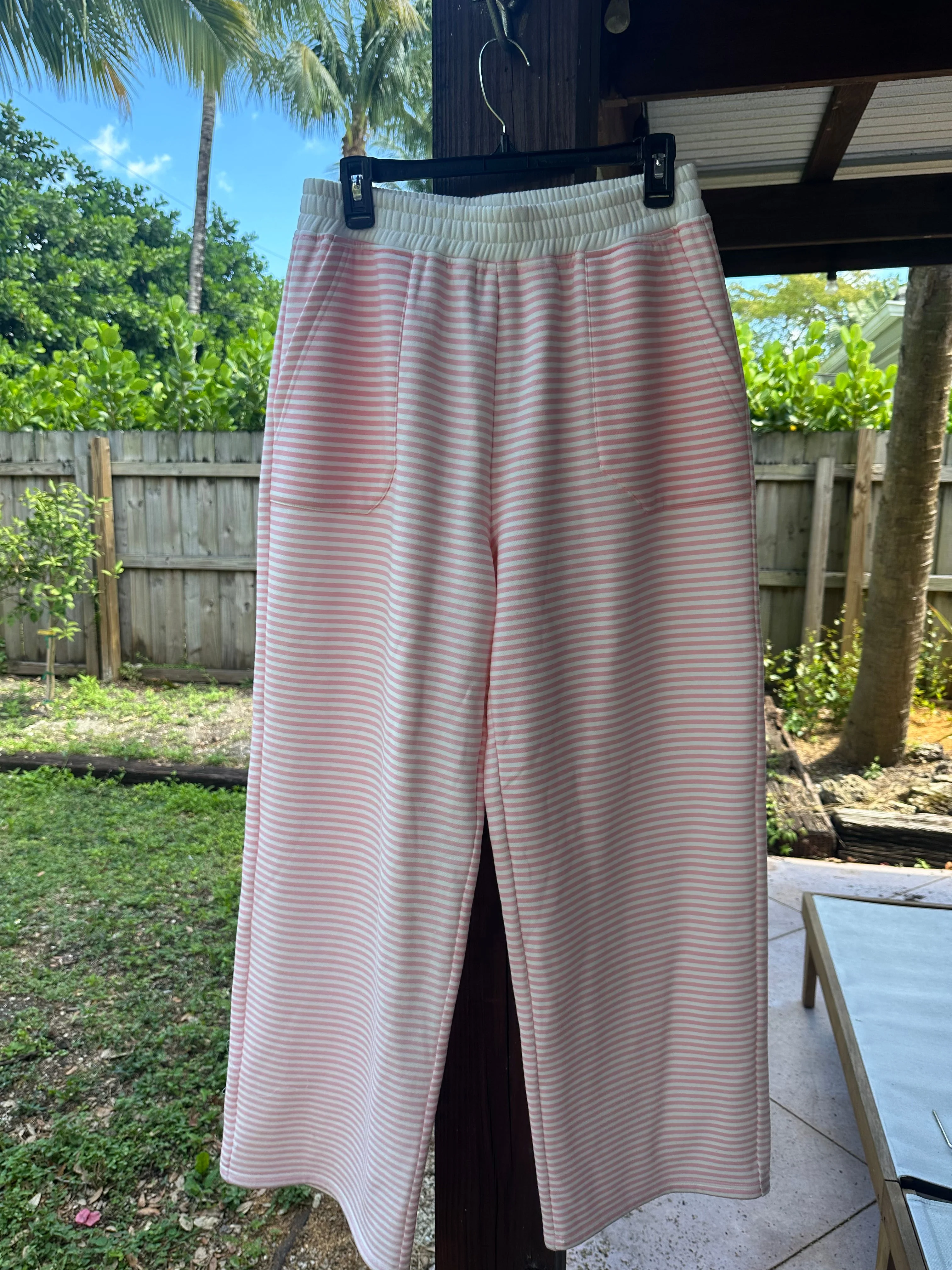 Light Pink and White Big Striped Sweatpants - Image 3