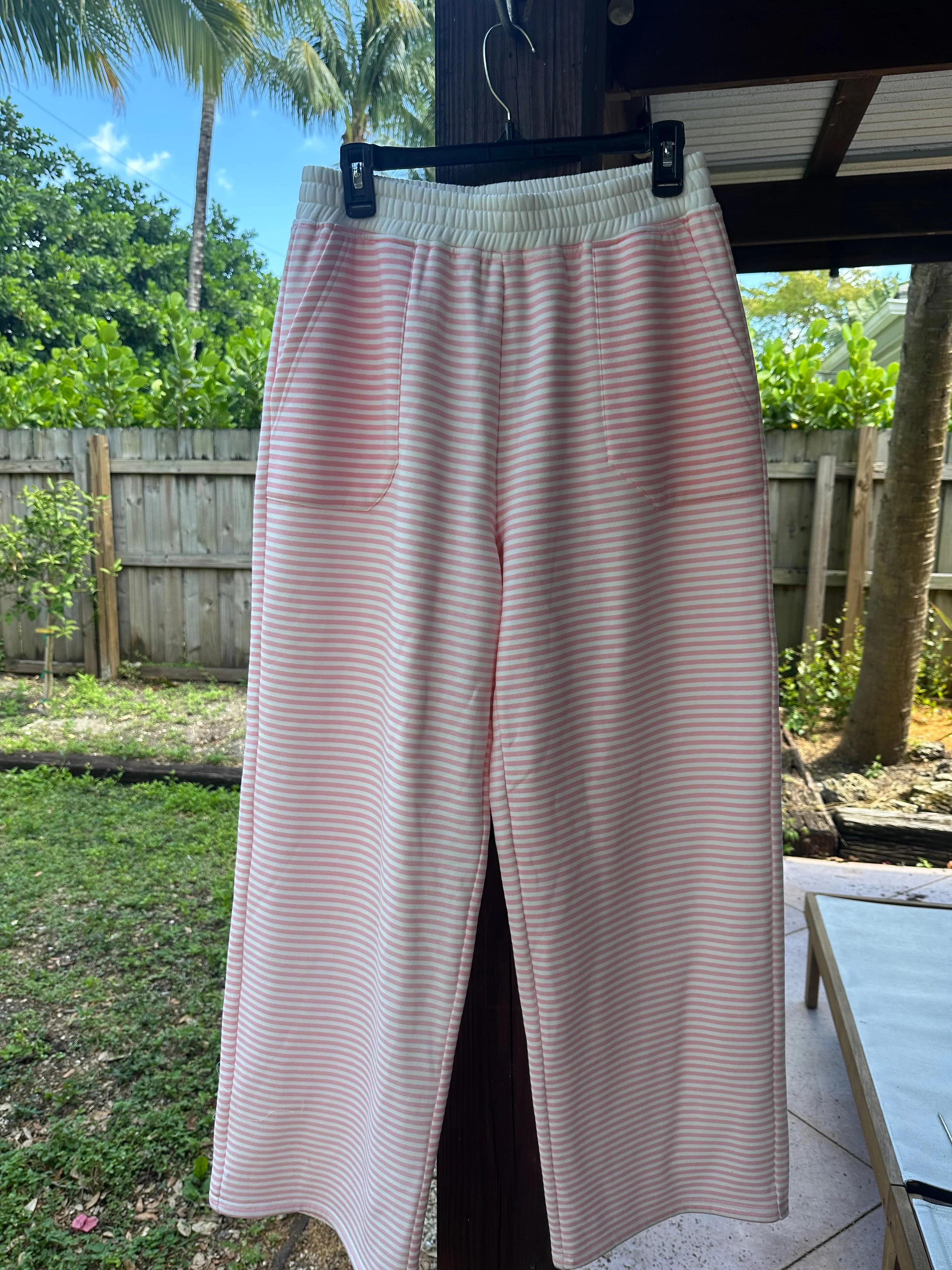 Light Pink and White Big Striped Sweatpants - Image 4