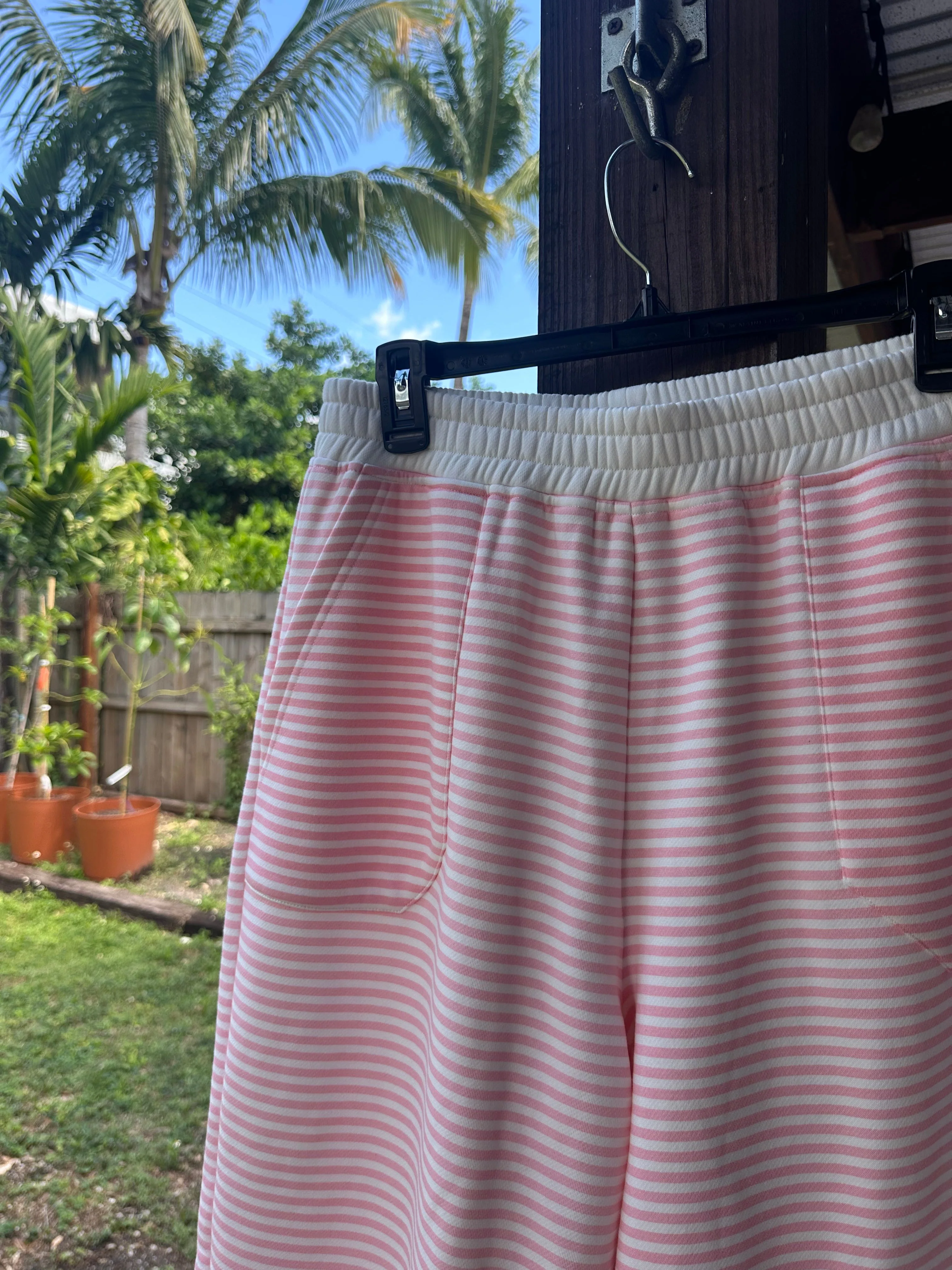 Light Pink and White Big Striped Sweatpants - Image 5