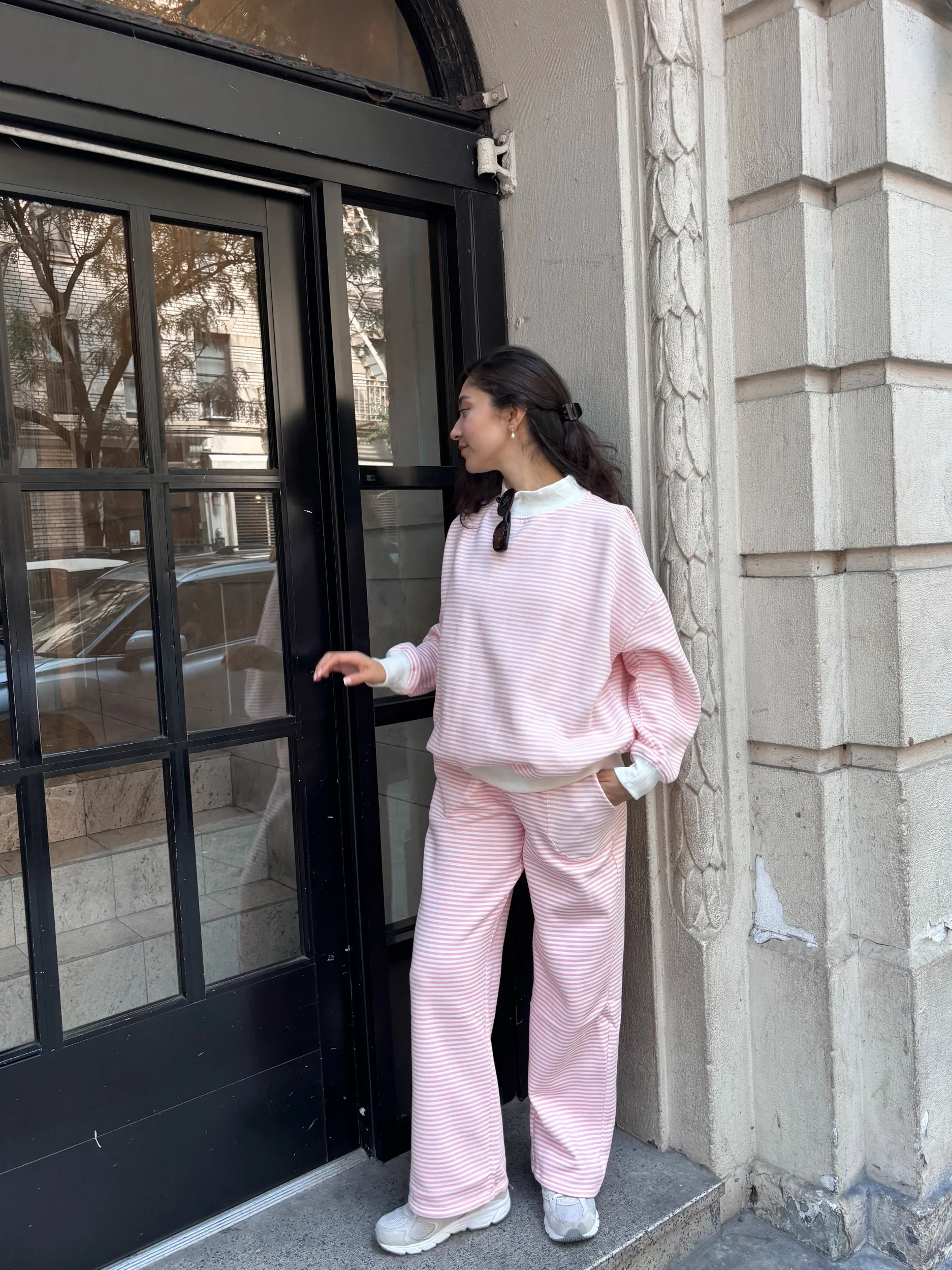 Light Pink and White Big Striped Sweatpants - Image 7