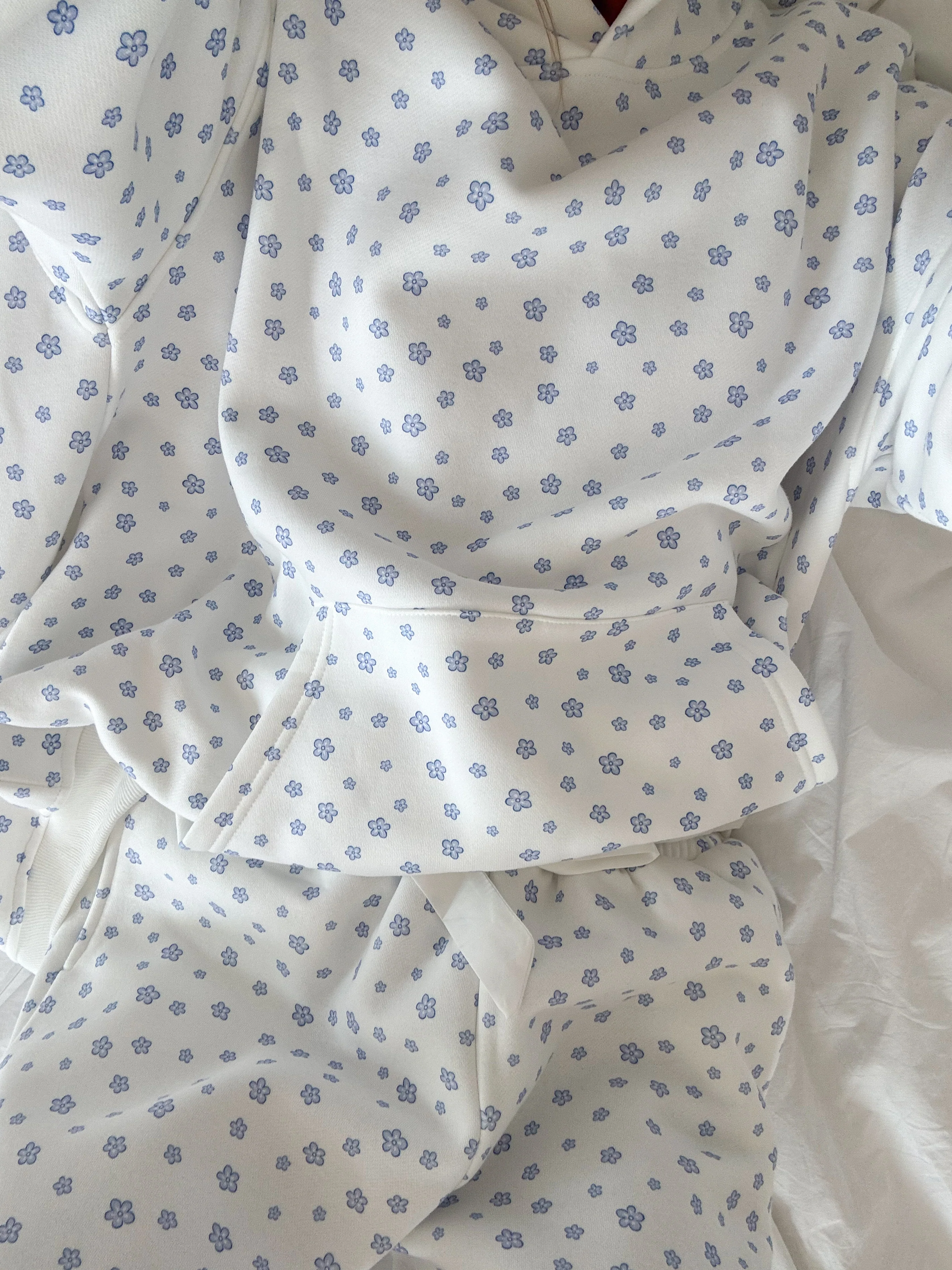 White Lilo Blue Floral Hoodie - Image 6