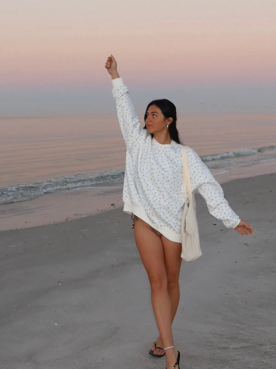 White Lilo Blue Floral Sweatshirt - Image 3